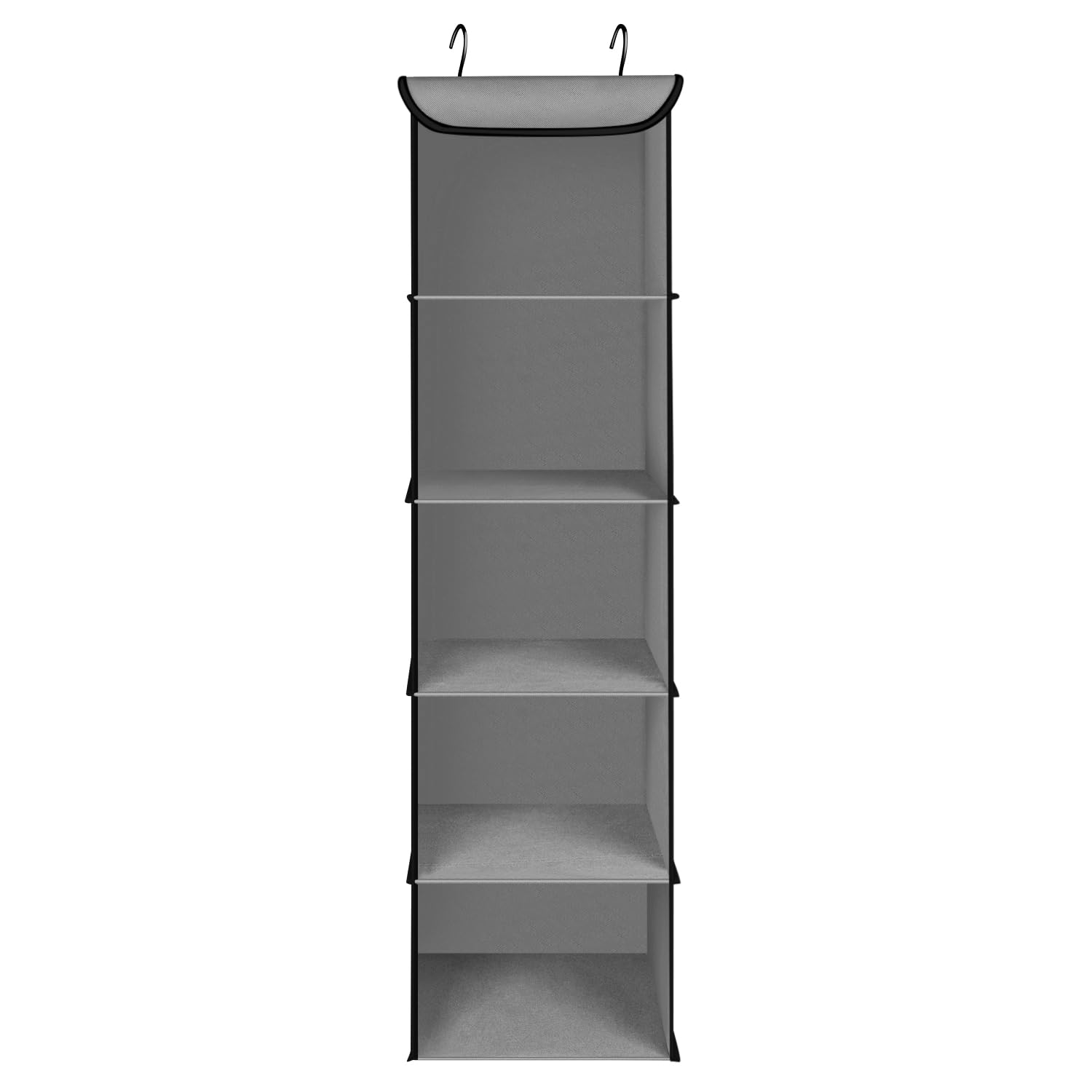Flexzion 5-Tier Hanging Shoe Organizer with 6 Mesh Pockets - Space Saving Closet Storage for Shoes, Clothes & Accessories - Over The Door or Wall Mount Design - Perfect for Bedroom, Bathroom & Wardrobe Organization (Brown)