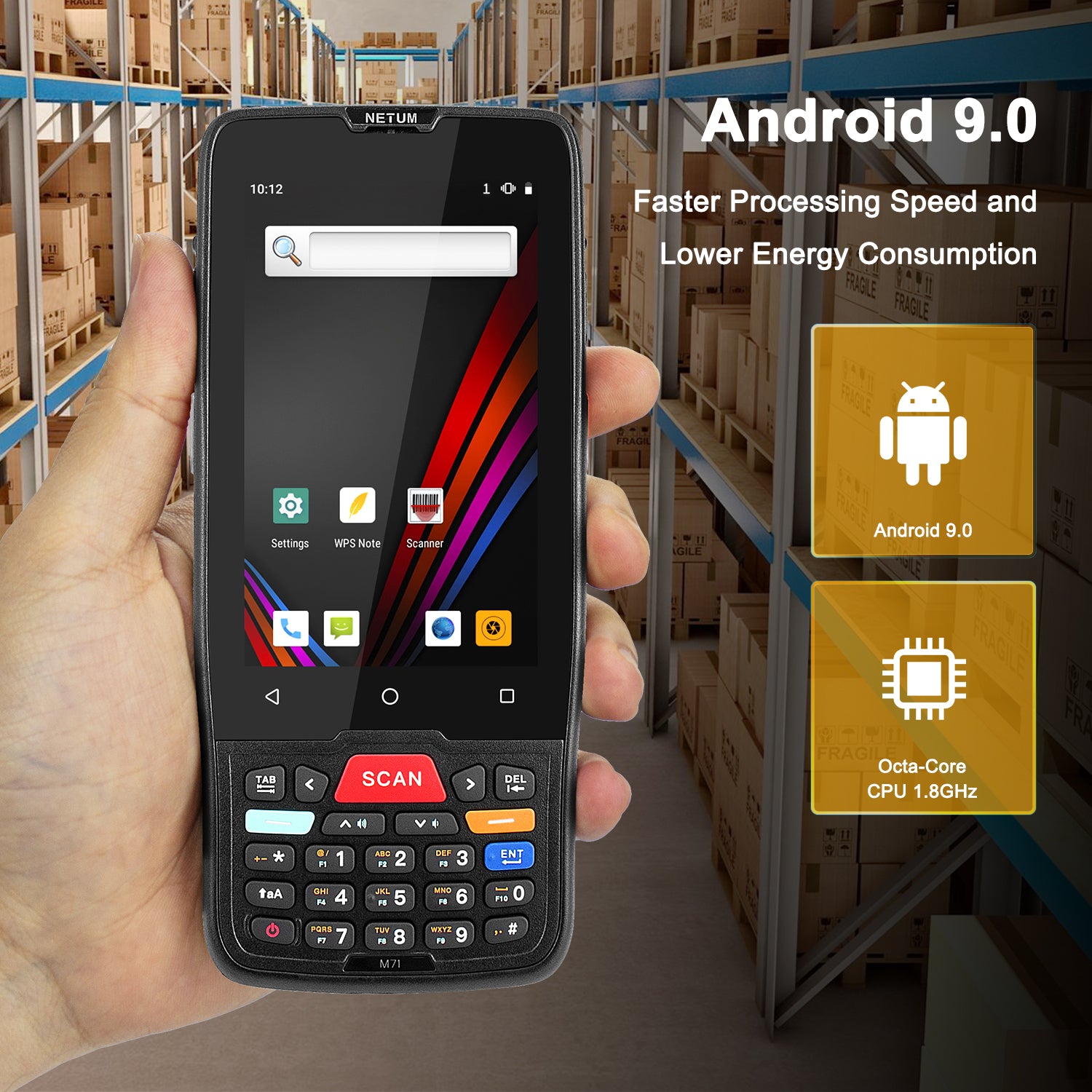 Netum D7100 Portable Android PDA Terminal - 2D Barcode Scanner, Touch Screen, WiFi, 4G & GPS - Ideal for Retail, Warehouse & Logistics Inventory Management