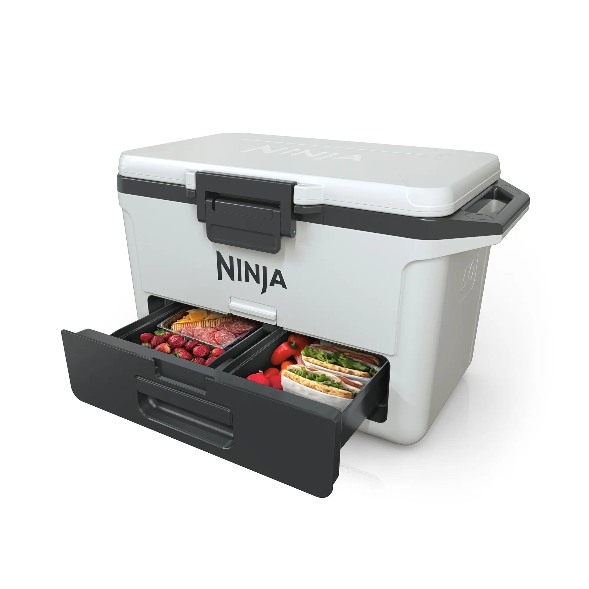Ninja FrostVault 47L Hard Cooler with Dry Zone - Insulated Outdoor Cooler for Camping, Beach, Picnics & Tailgating - Leakproof Food Storage with Separate Dry Compartment