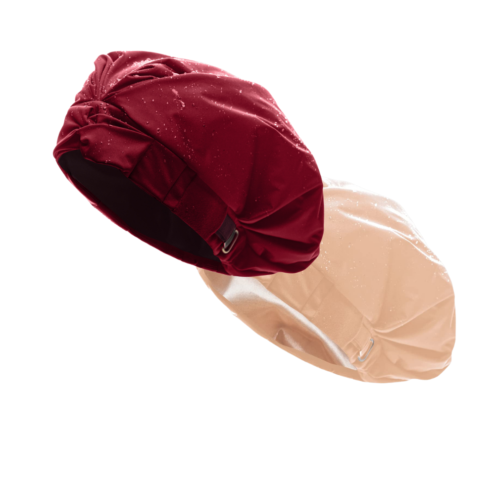 Hairbrella Satin Lined Shower Cap Set of 2 - Waterproof & Reusable for Bath, Swimming, Salon & Travel - Premium Hair Protection for Curly, Natural & Relaxed Hair