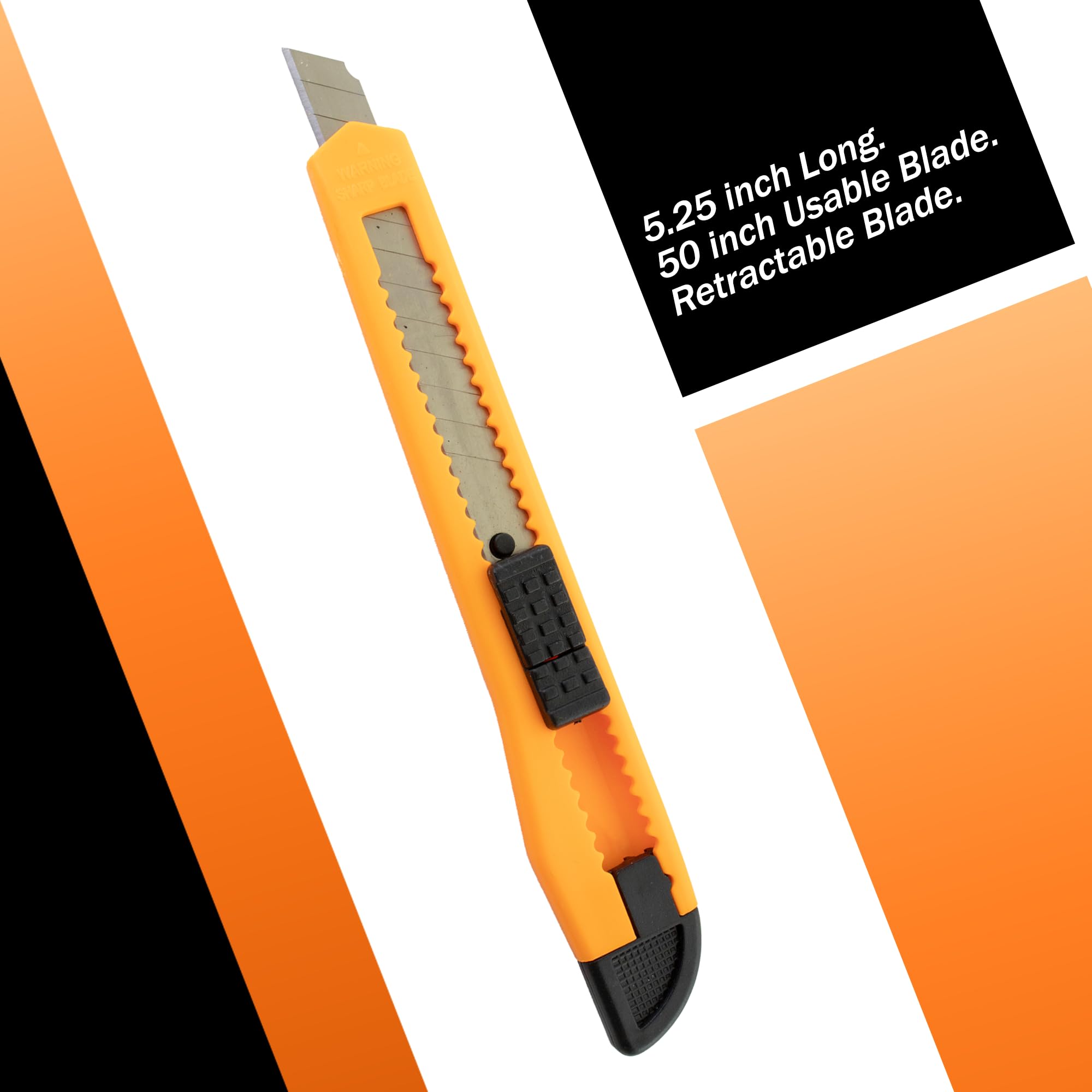 10-Pack Small Neon Orange Utility Knives with Snap-Off 9MM Blades - Heavy Duty Box Cutters for Warehouse, Office & DIY Projects