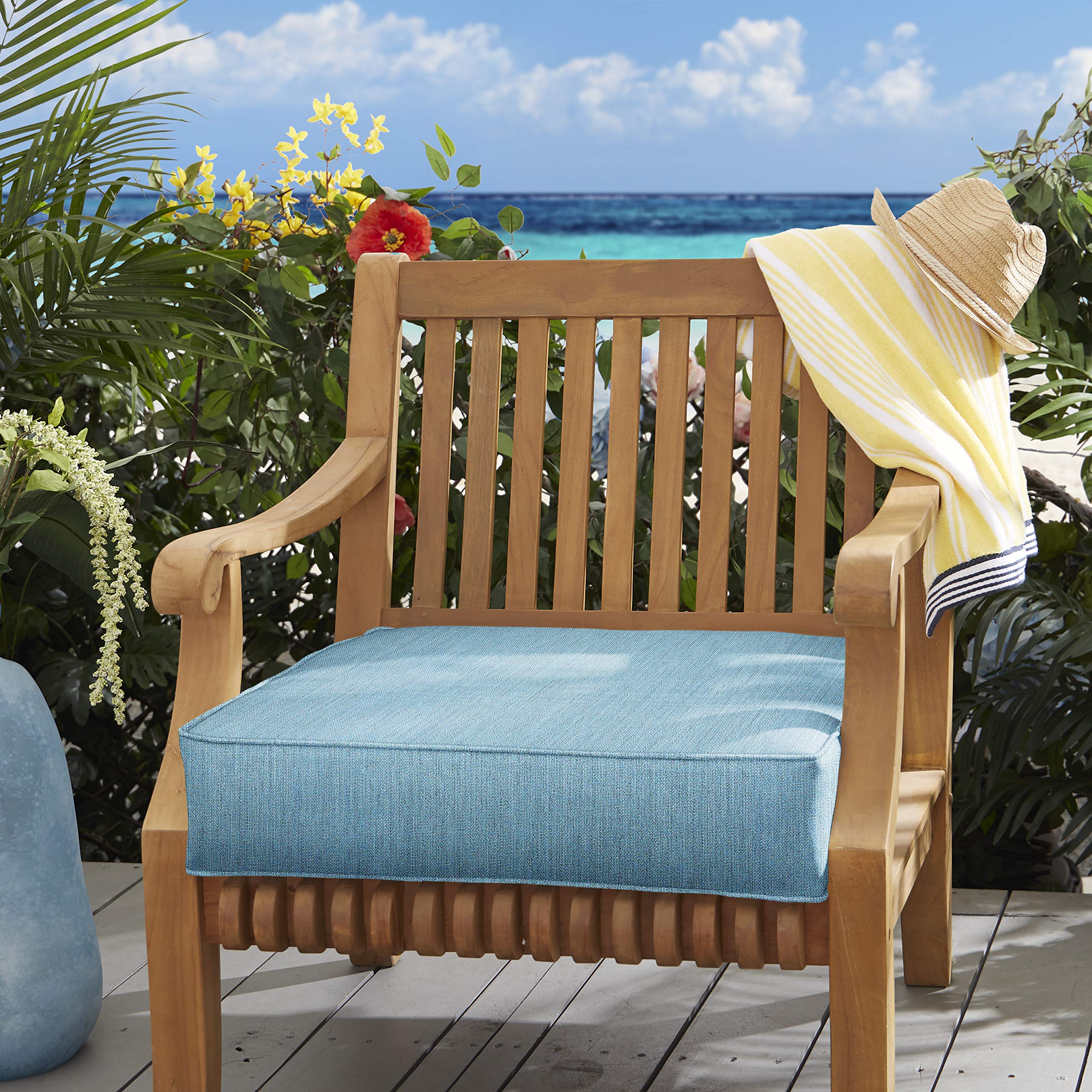 Sorra Home Outdoor Cushions - Waterproof Sunbrella Fabric, Cast Horizon Color - Perfect for Patio, Poolside & Garden Furniture