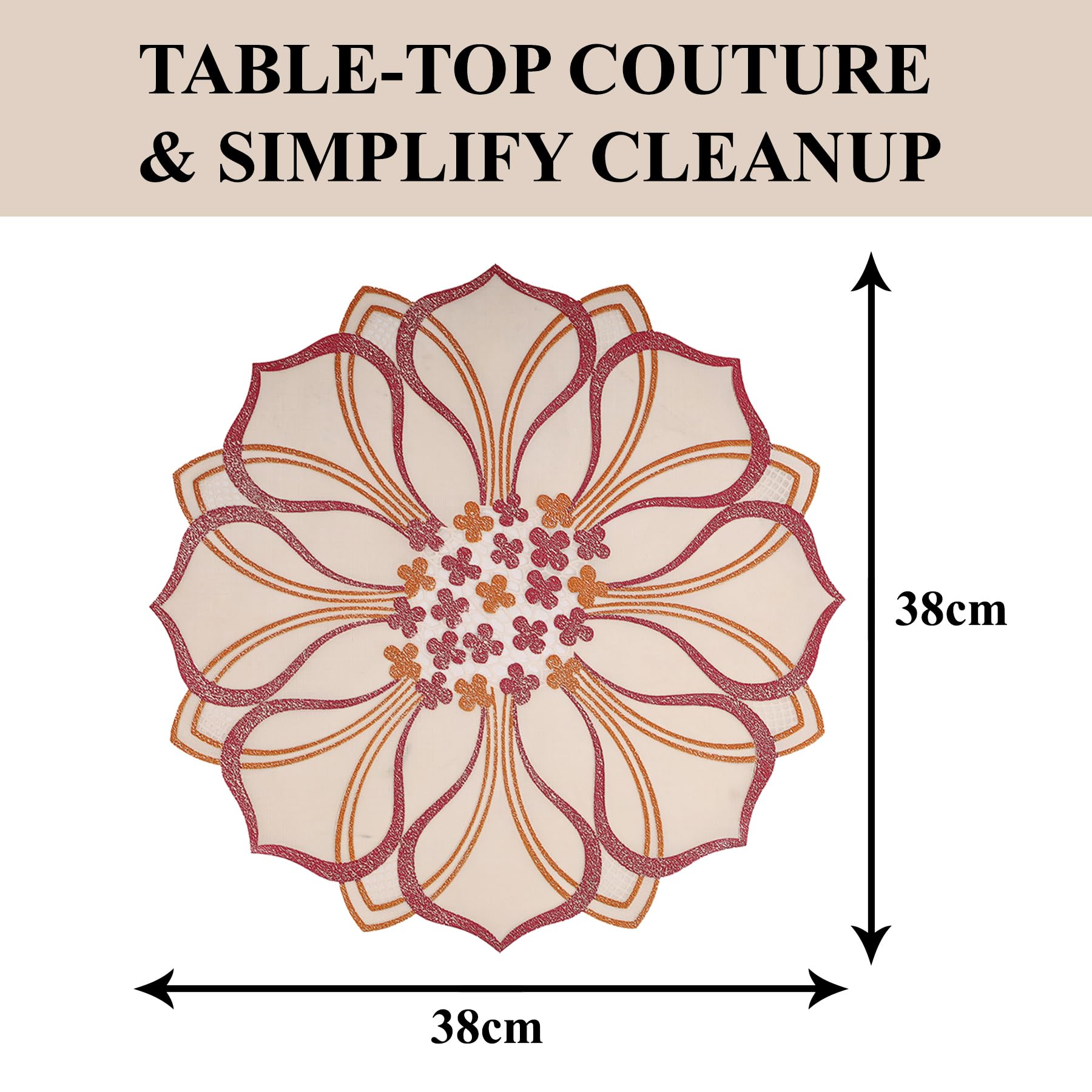 Kuber Industries 2-Piece Golden Side Table Mats Set - Waterproof Bedside & Kitchen Placemats, Decorative Table Runner for Dining Room, Living Room, Bedroom - Multi-Leaf Design Home Decor Accessories