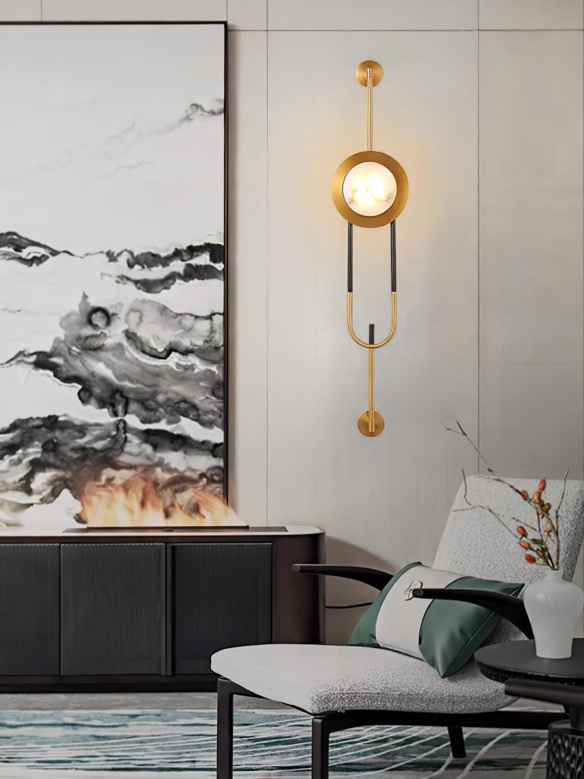 Modern Circular Marble Wall Light - Sleek LED Sconce for Living Room, Bedroom & Hallway - Dimmable Ambient Lighting for Home Decor