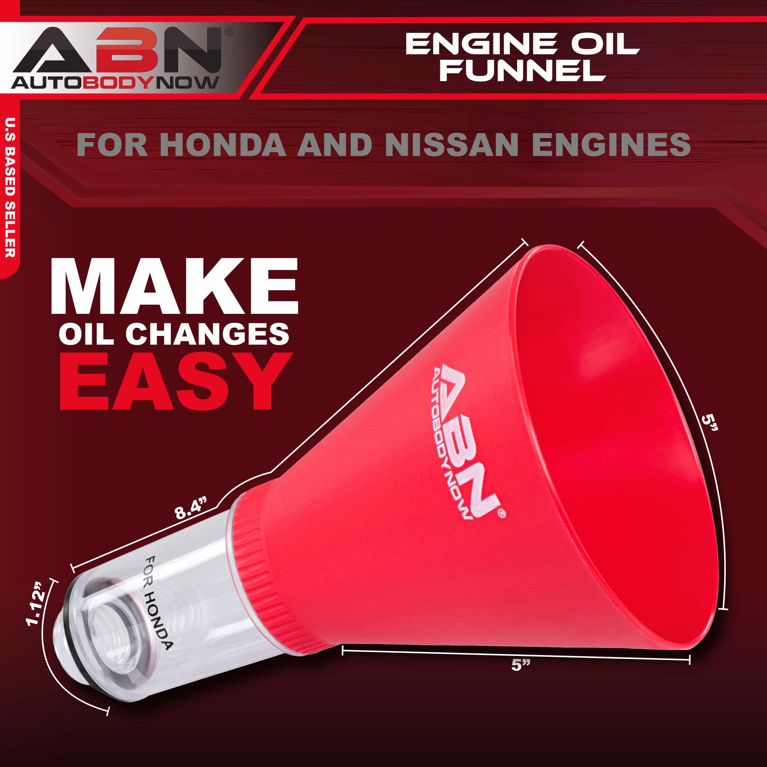 ABN Automotive Oil Funnel - No Spill Engine Oil Funnel for Honda, Nissan, Toyota & More | Perfect for DIY Oil Changes, Fluid Transfers & Maintenance