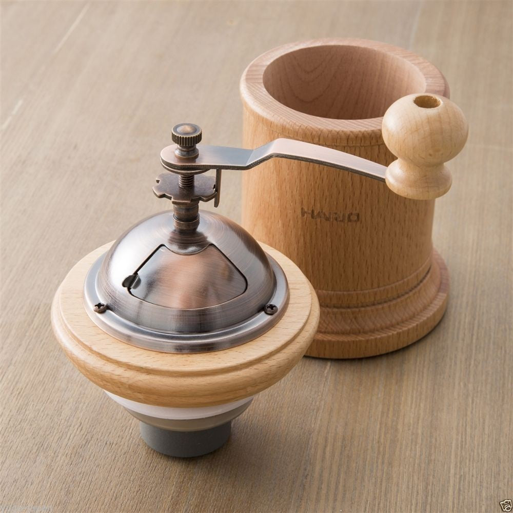Premium Hario Wooden Coffee Grinder - Manual Burr Mill for Fresh Ground Coffee Beans - Perfect for Home, Office & Travel Brewing