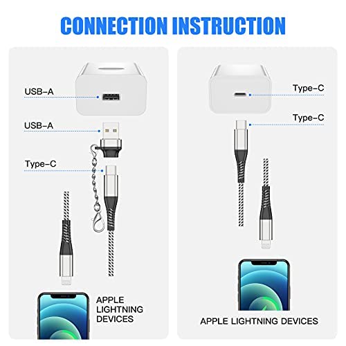 Apple MFi Certified 2-Pack iPhone 14/13 Fast Charging Cable - USB-C to Lightning 3FT Cord for iPhone 14/13/12 Pro Max/Mini/X/Xs/Xr with USB-C to USB-A Adapter & Keychain - Perfect for Home, Office & Travel Charging