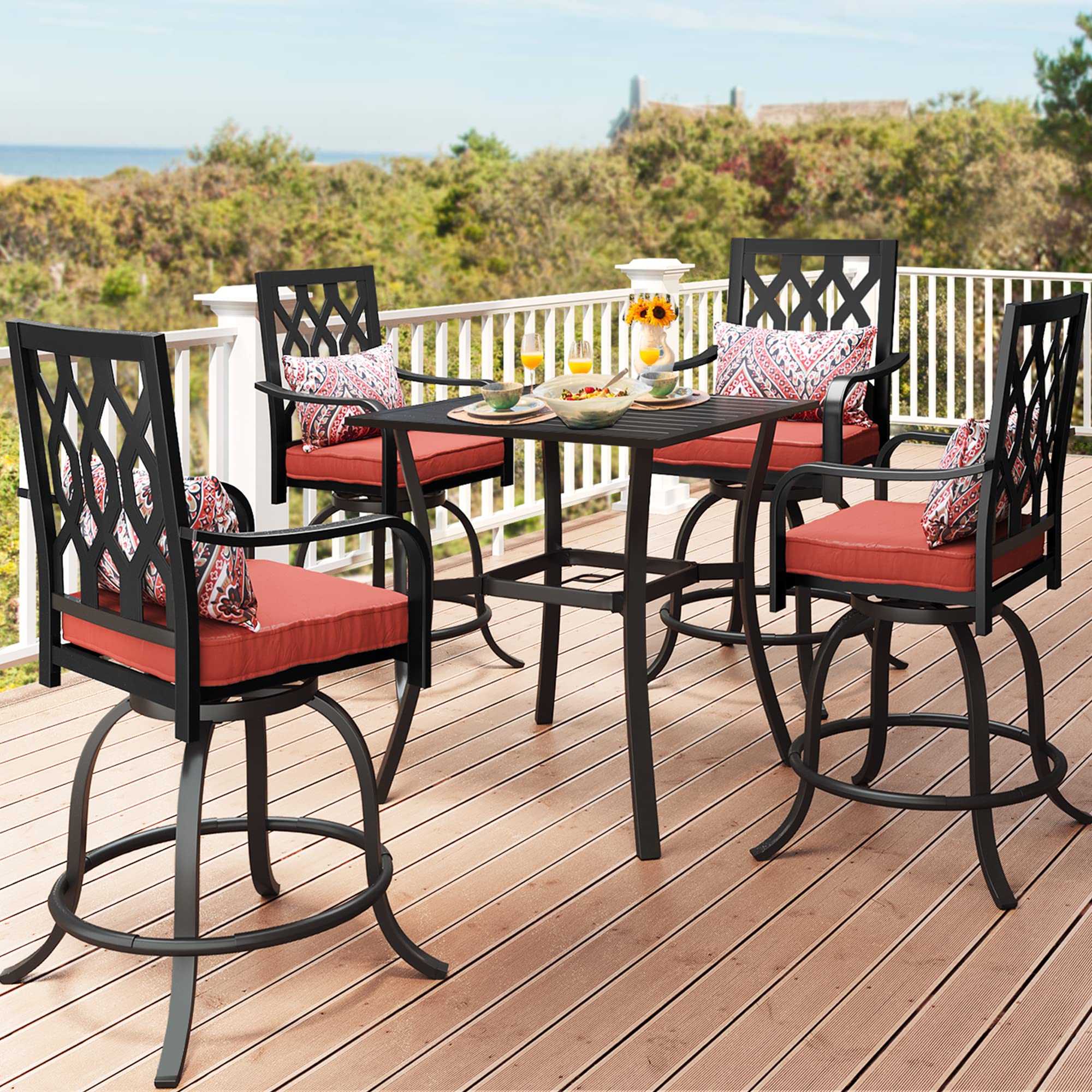 YITAHOME 5-Piece Outdoor Bar Height Table and Chairs Set - 32