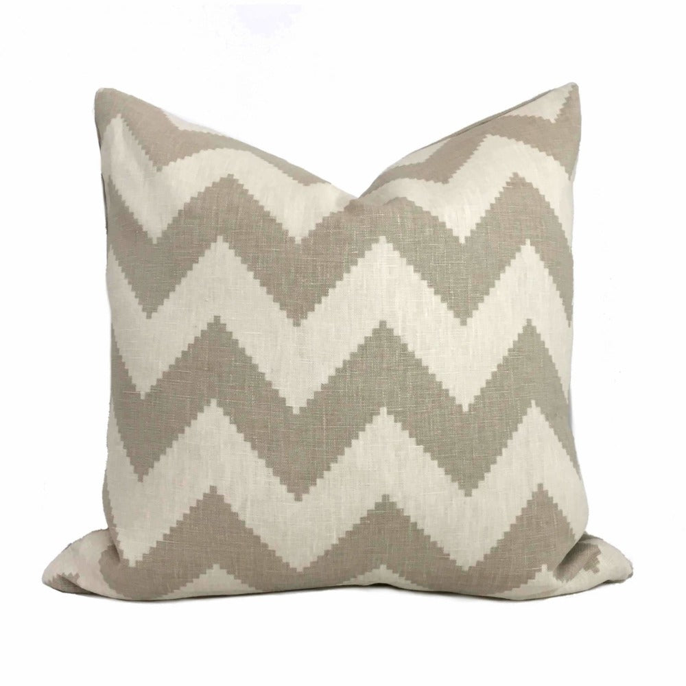 Kravet Jonathan Adler Limitless Pebble Beige Cream Chevron Stripe Pillow Cover - Stylish Decorative Throw Pillow Case for Living Room, Bedroom & Sofa