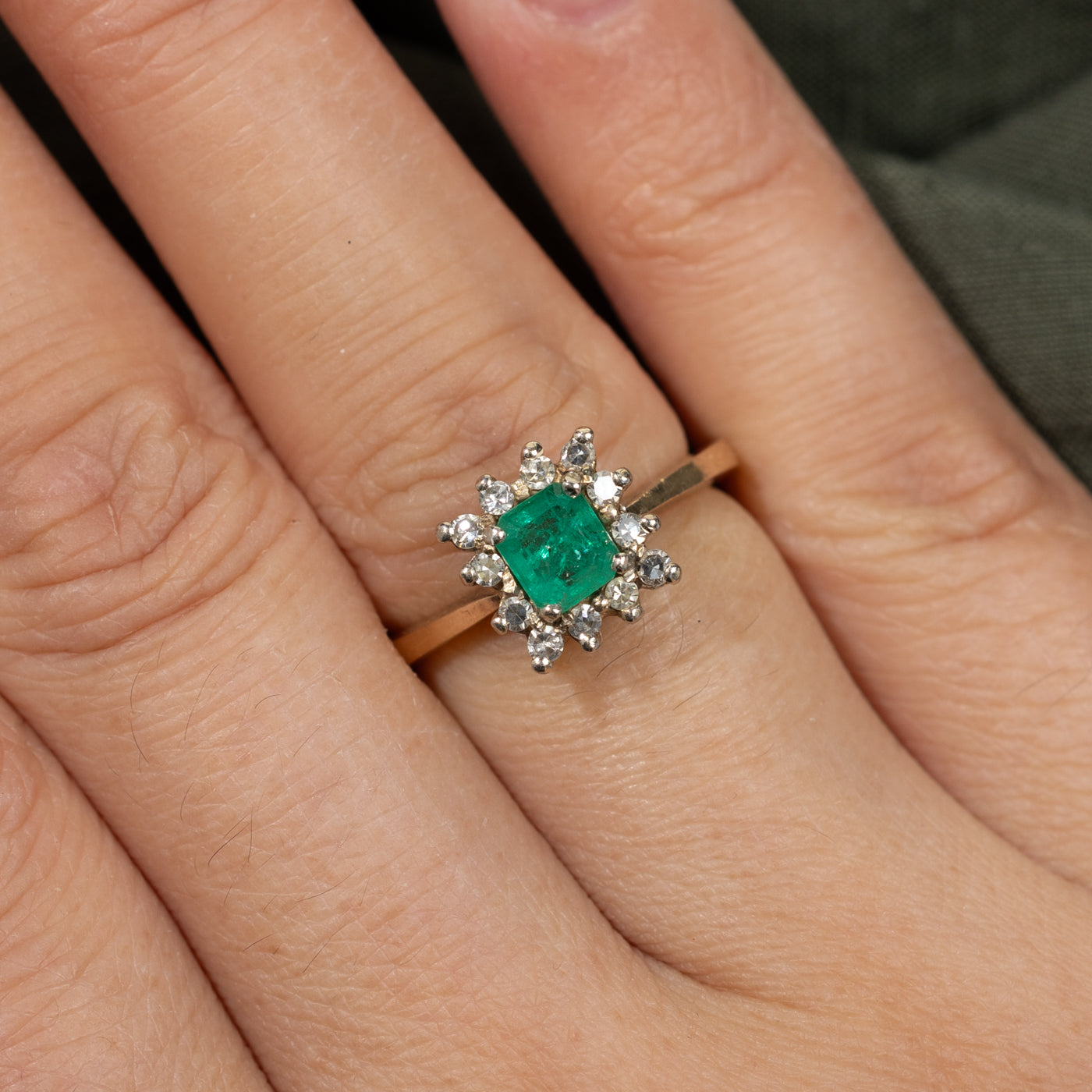 Emerald and Diamond Petal Ring - 0.54ct Emerald & 0.22ctw Diamond - Size 5.75 - Elegant Floral Jewelry for Women, Perfect for Weddings, Anniversaries & Special Occasions