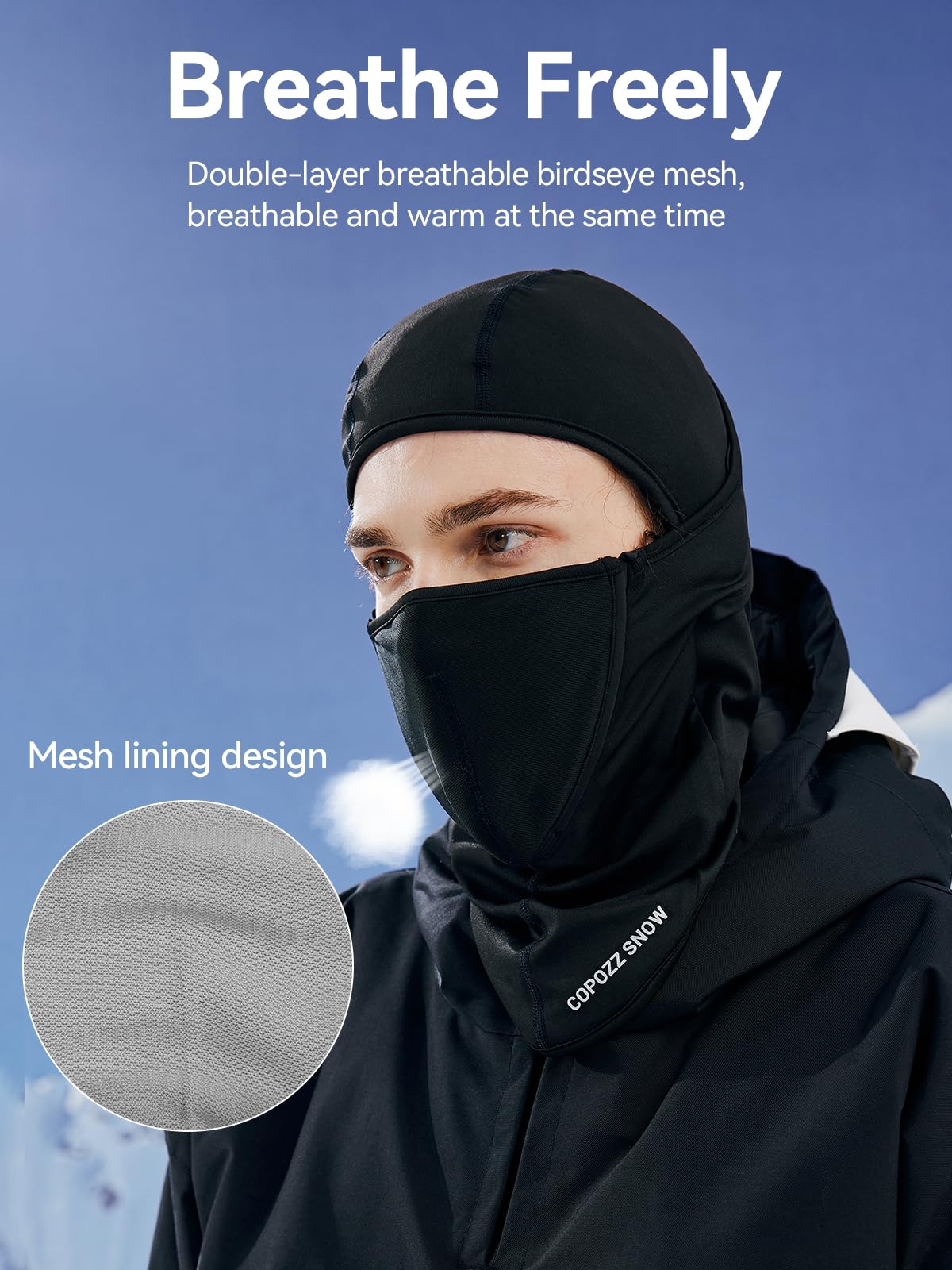 COPOZZ Balaclava Ski Mask for Men & Women - Magnetic Removable Windproof Face Cover, Warm Winter Protection for Skiing, Snowboarding, Motorcycling & Outdoor Sports