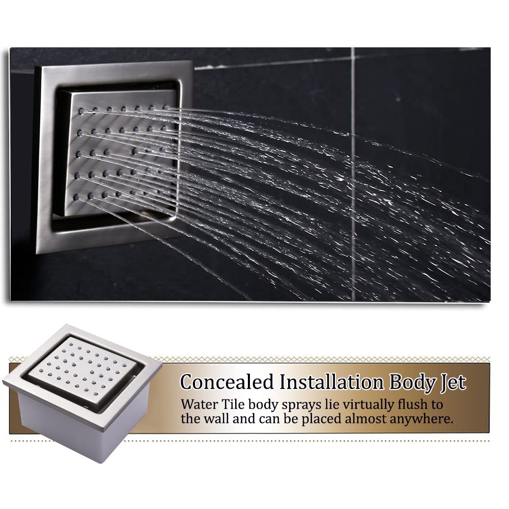 KATAIS 12 Inch LED Rainfall Shower System - Brushed Nickel Wall Mount Thermostatic Shower Faucet Combo Set for Modern Bathroom | Perfect for Spa-Like Experience & Water Conservation