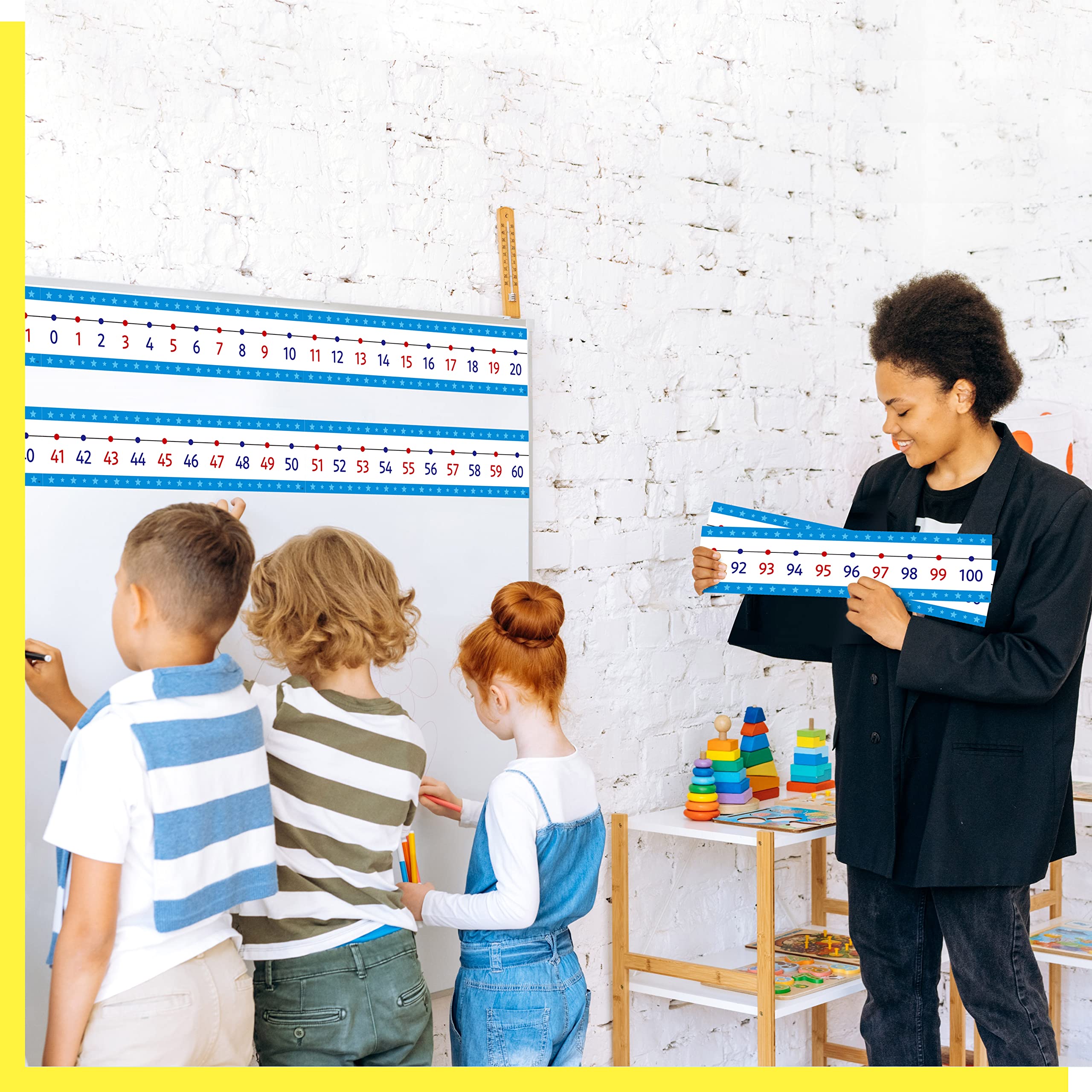Blue Number Line Bulletin Board Set -100 to 100 | Classroom Math Decor for Walls & Doors | Teacher Supplies, School Office & Kids Room | Perfect for Elementary Math Lessons & Homeschooling