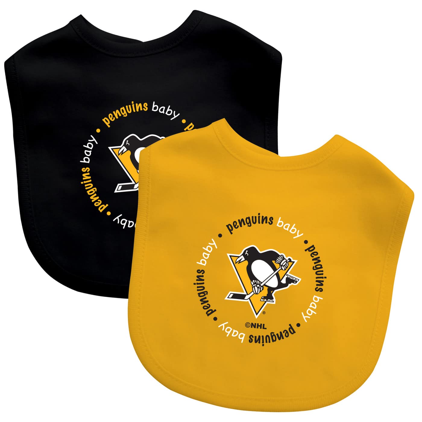 Officially Licensed NHL Pittsburgh Penguins Baby Bibs 2 Pack - Unisex Infant Feeding Bib Set for Boys & Girls - Perfect for Mealtime, Drool Protection & Team Spirit