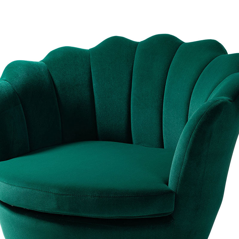 Evelia Velvet Scalloped Barrel Chair - Luxurious Velvet Accent Chair with Curved Back for Living Room, Bedroom & Office - Perfect for Reading Nook, Lounge Area or Home Decor