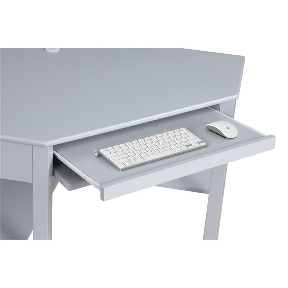 Linon Peggy Gray Wooden Corner Desk with Drawer - Compact Home Office Desk for Small Spaces, Study & Workstation