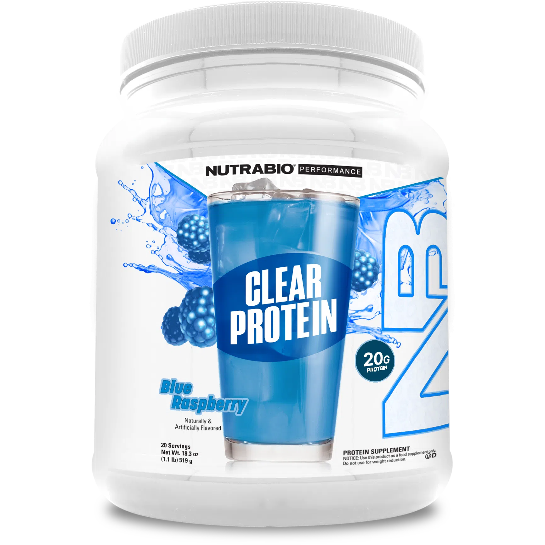 NutraBio CLEAR Whey Protein Isolate Powder - Low Calorie, Lactose Free, Refreshing Fruit Flavors for Post-Workout Recovery, Muscle Growth & Weight Loss - Perfect for Gym, Home Workouts & Healthy Lifestyle