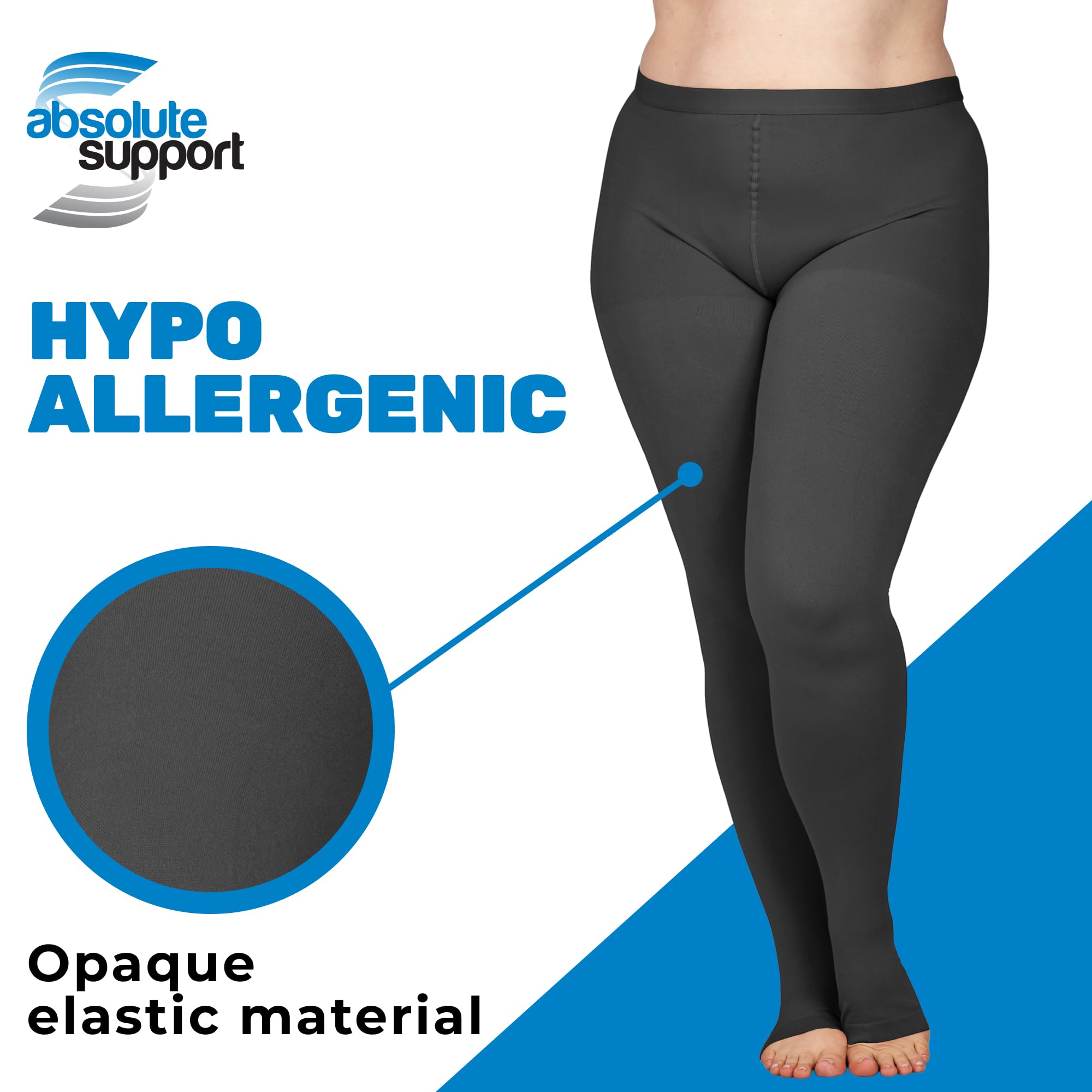 Women's 20-30mmHg Open Toe Compression Tights - DVT Support & Circulation Boost for Active Lifestyles