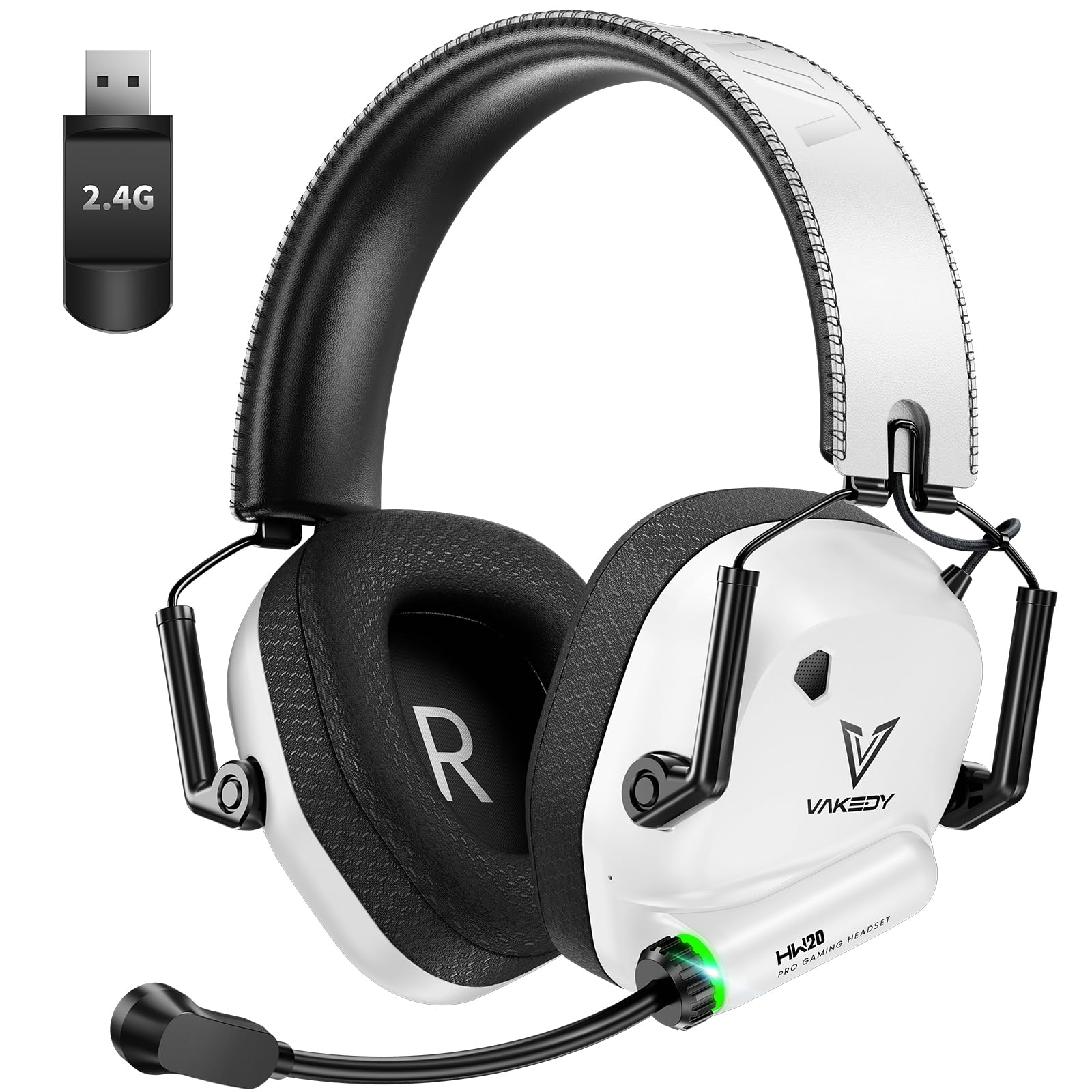 Wireless Gaming Headset for PC, PS5, PS4, Mac, Switch - 2.4GHz USB Dongle & Bluetooth 5.4 Headphones with Microphone, 50mm Driver, Stereo Sound, RGB Lighting, 50H Battery - Perfect for Online Gaming, Streaming & Virtual Meetings