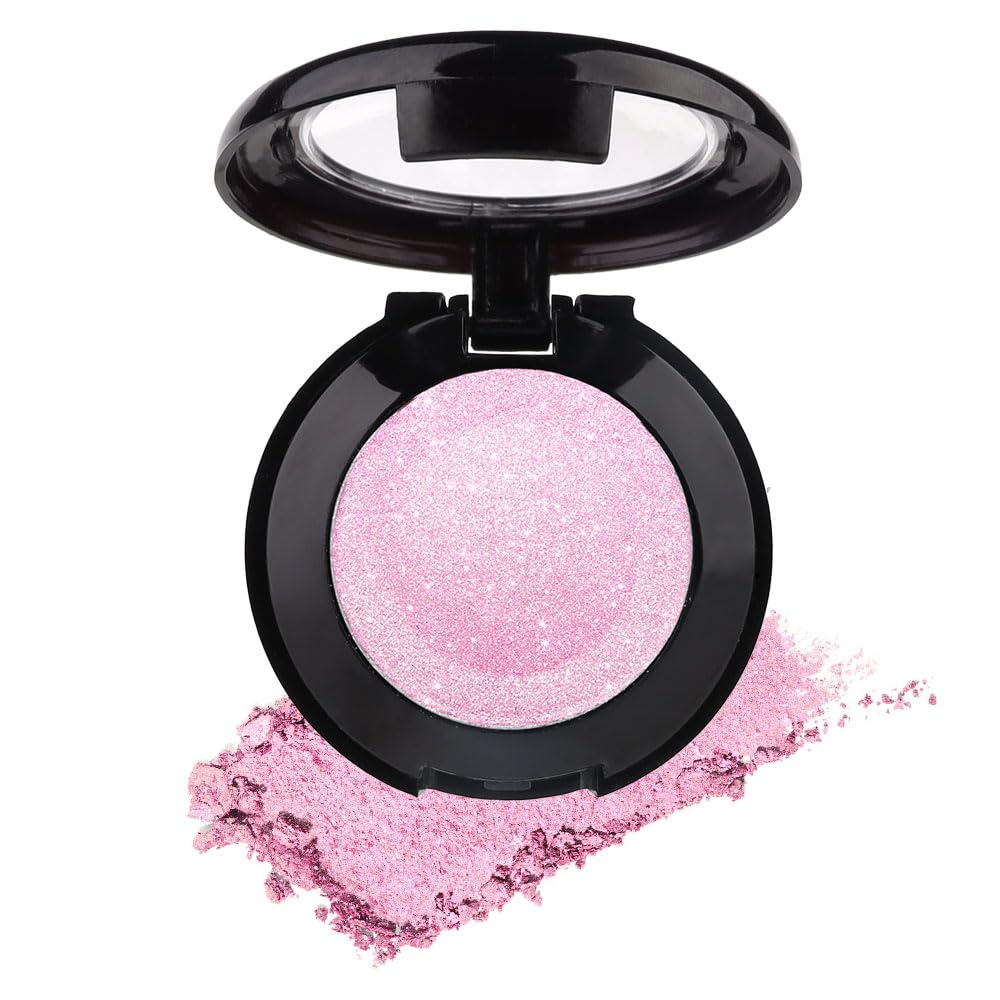 Single Pink Matte Shimmer Eyeshadow - High Pigment Intense Monochrome Eye Makeup with Brush & Mirror | 24H Waterproof Longwear & Blendable Formula | Perfect for Day to Night Looks, Parties & Special Occasions