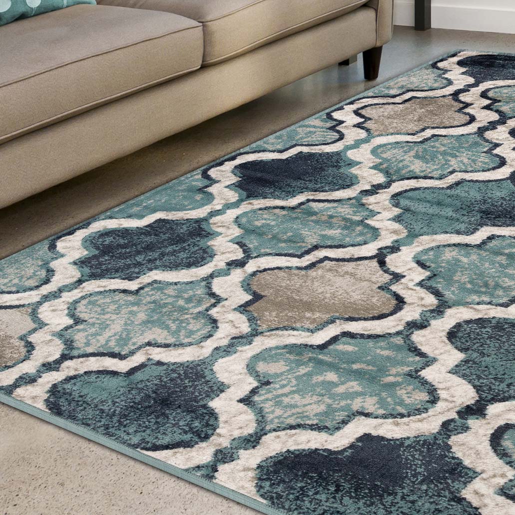 Viking Geometric Trellis Indoor Area Rug & Runner - Non-Slip Boho Chic Carpet for Living Room, Bedroom, Hallway - Perfect for Nordic Home Decor & Cozy Spaces