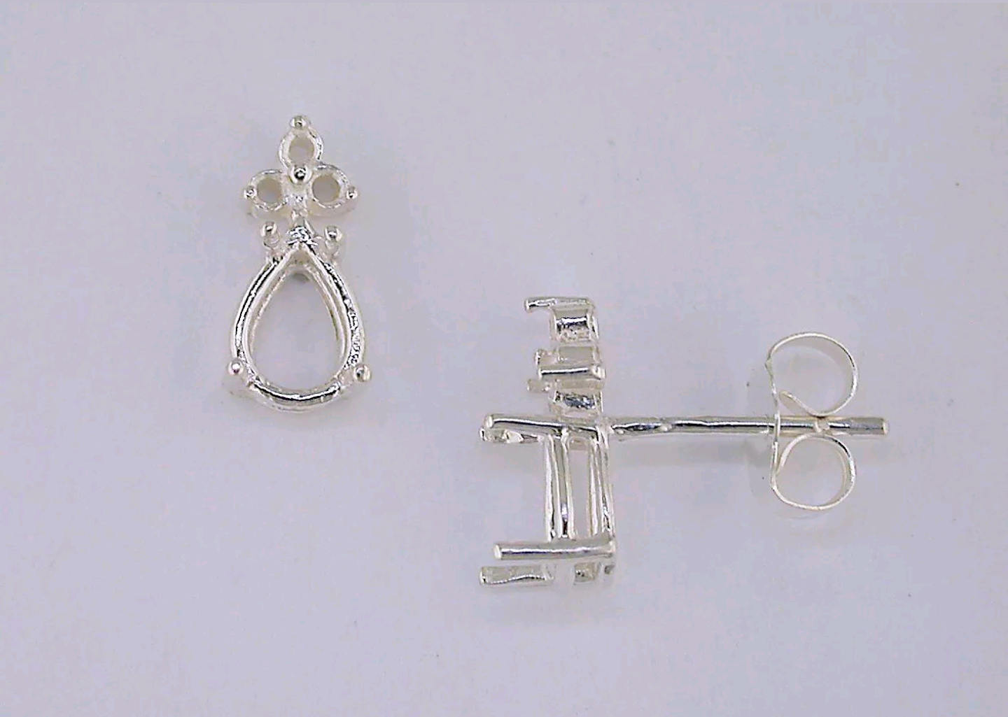 Sterling Silver or 14K Gold Pear Shaped Earrings with Tri Accent Setting - 7x5mm Dangle Earrings for Women, Perfect for Weddings, Parties & Everyday Wear (Set of 2)