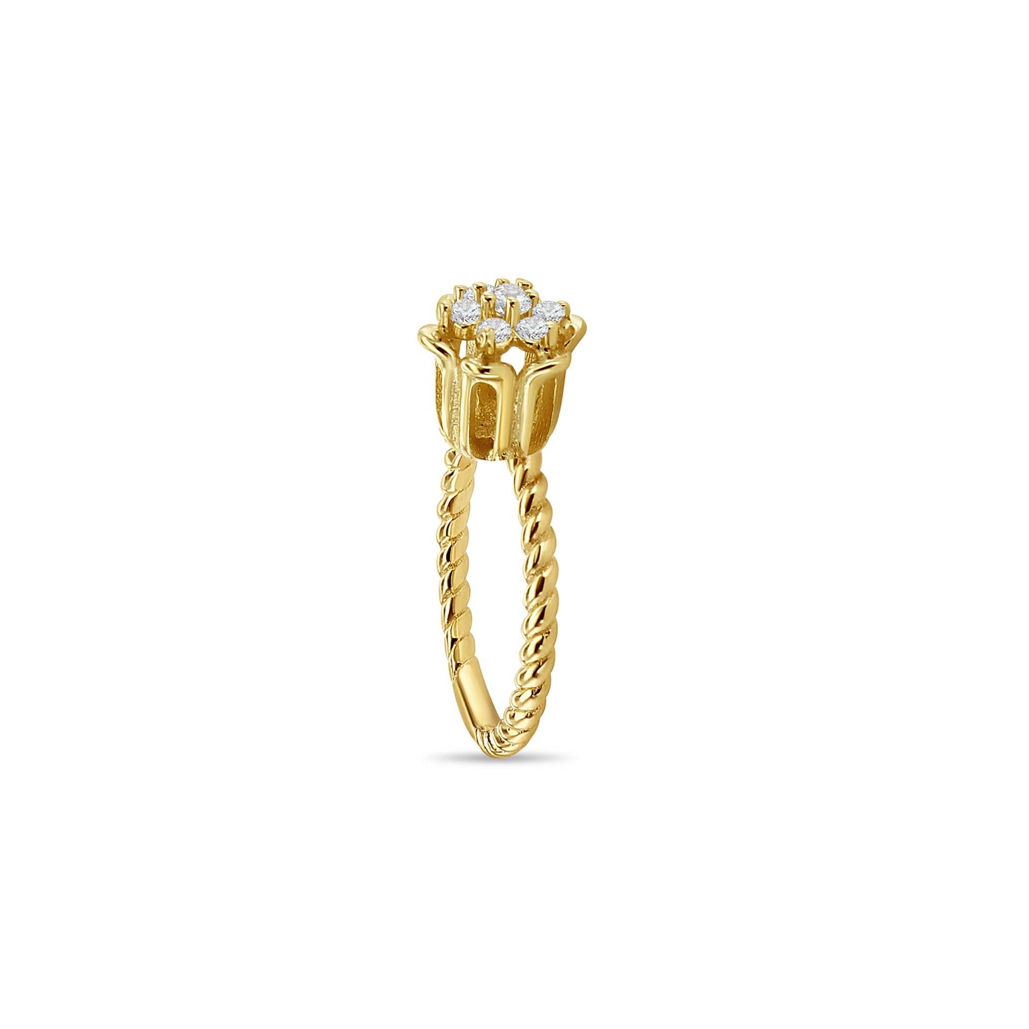 0.25cttw Diamond Tulip Flower Ring in 14K Yellow Gold - Elegant Jewelry Gift for Women, Perfect for Weddings, Anniversaries & Special Occasions