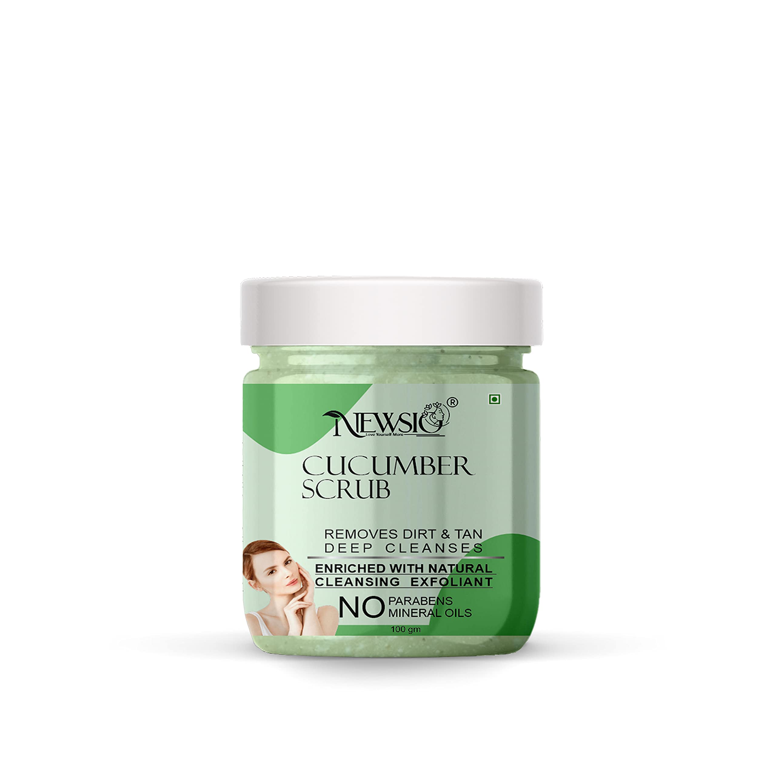 Newsio Cucumber Tan Removal Face Scrub - Exfoliating Blackhead & Whitehead Cleanser with Aloe Vera Extract | Deep Pore Cleansing & Dead Skin Removal | Detan Pack for Glowing Skin (100g Jar) | Perfect for Daily Skincare Routine & Post-Sun Care