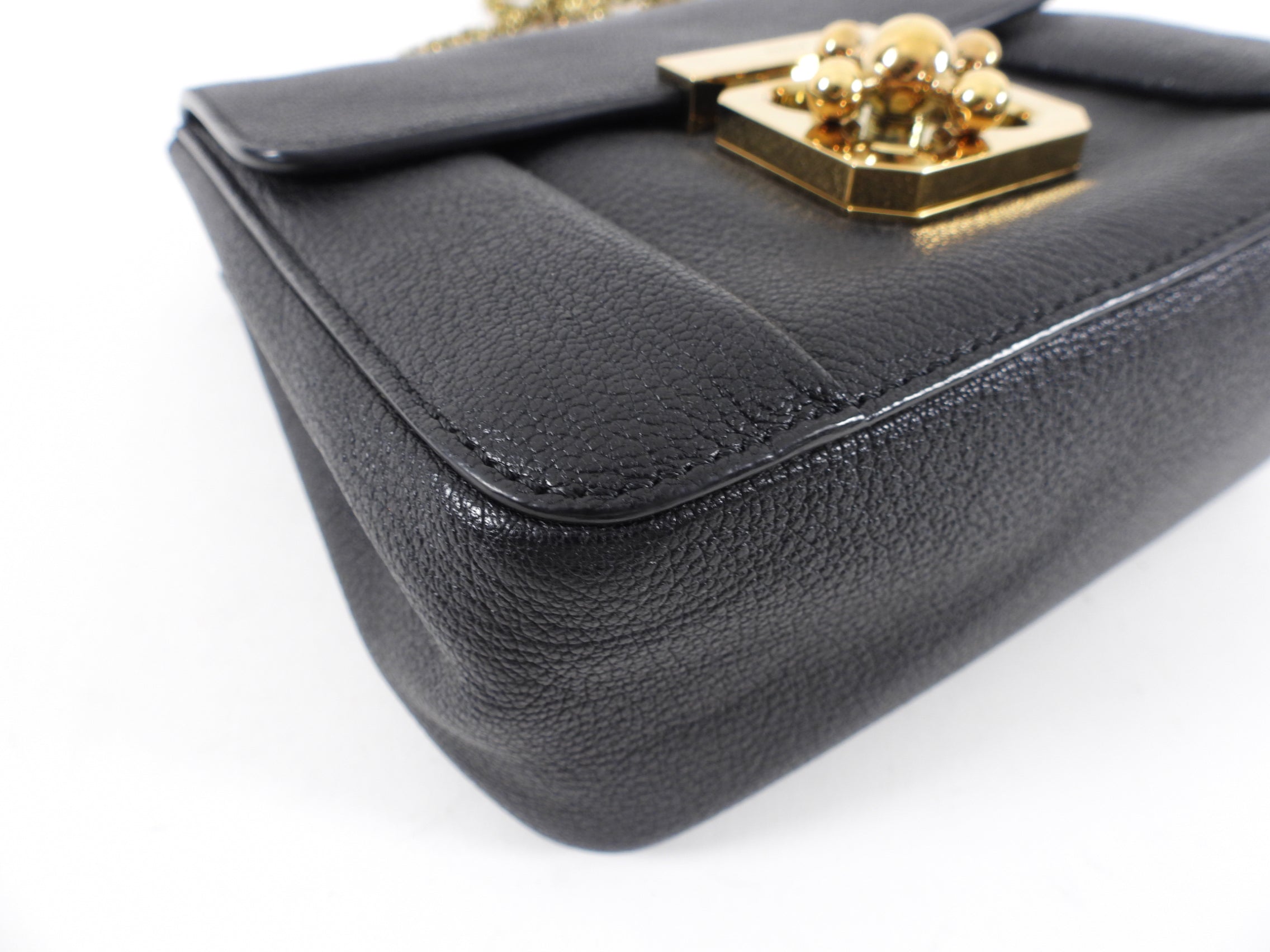 Chloe Black Grain Leather Elsie Crossbody Chain Bag - Stylish & Elegant for Evening Outings, Parties & Special Occasions