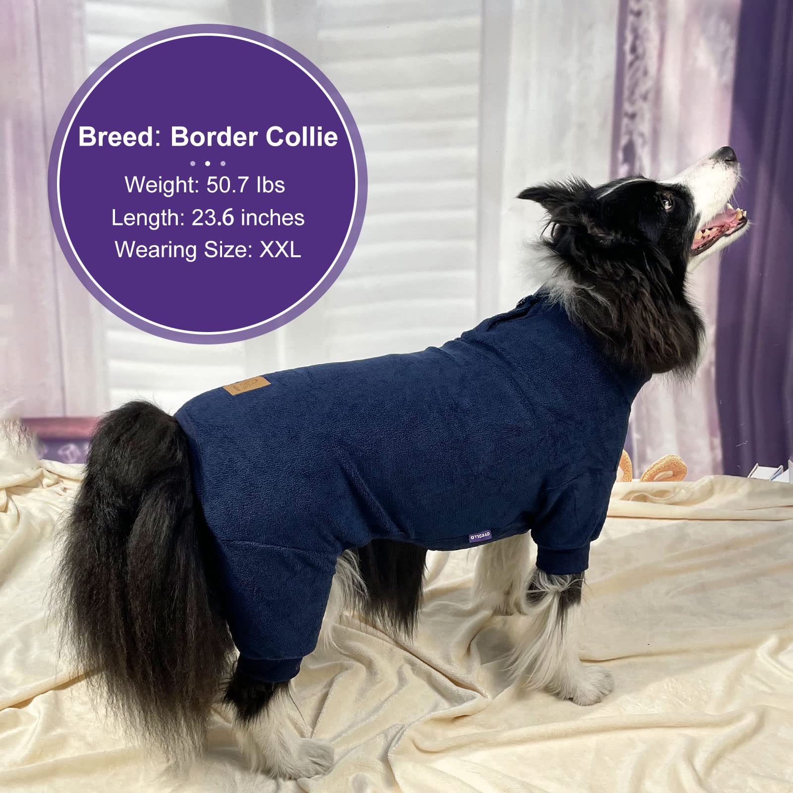 Warm & Cozy Dog Pajamas for Medium to Large Dogs - Stretchable Thermal Dog Onesie Winter Outfit, Soft Fleece Dog Jumpsuit for Cold Weather (Navy Blue, XXL) - Perfect for Indoor Lounging & Outdoor Winter Walks