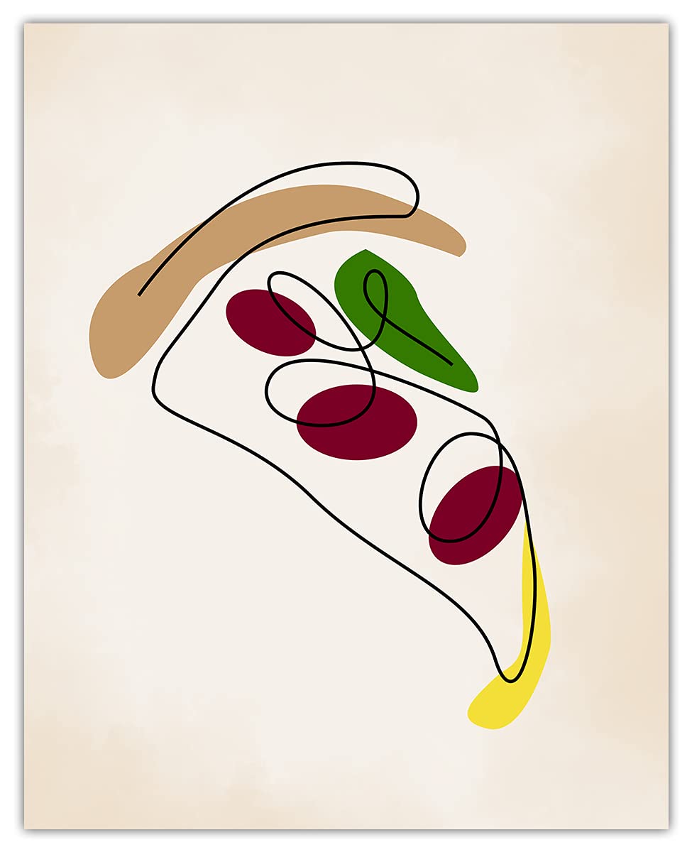 Abstract Pizza Line Figure Wall Art - Minimalist Aesthetic Boho Home Decor for Living Room, Bedroom & Office - Unframed 8x10 Inch Poster | Perfect for Modern Housewarming Gifts & Apartment Wall Decor