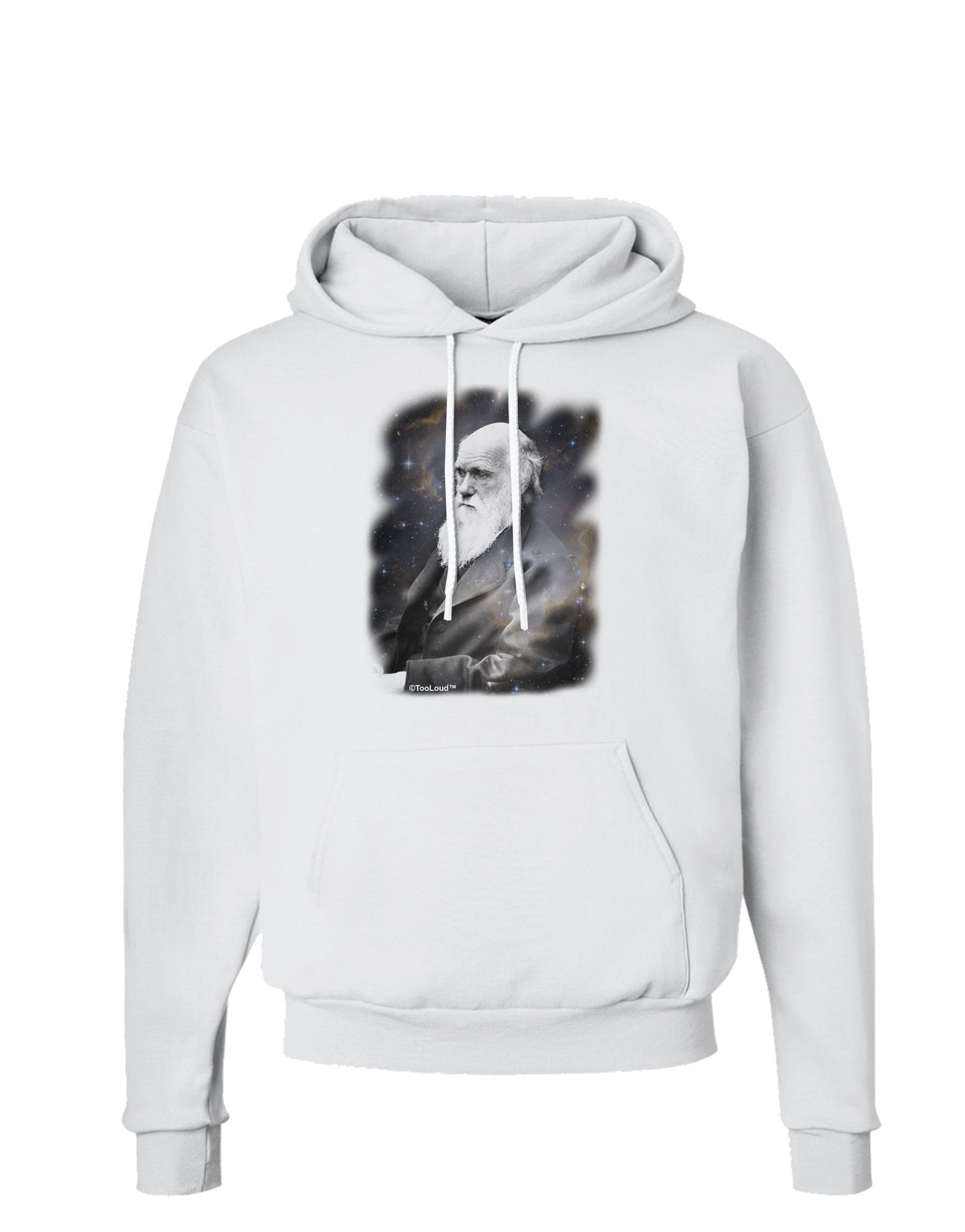 TooLoud Charles Darwin in Space Hoodie Sweatshirt - Funny Science Graphic Pullover for Men & Women - Perfect for Casual Wear, Cosplay & Space Enthusiasts