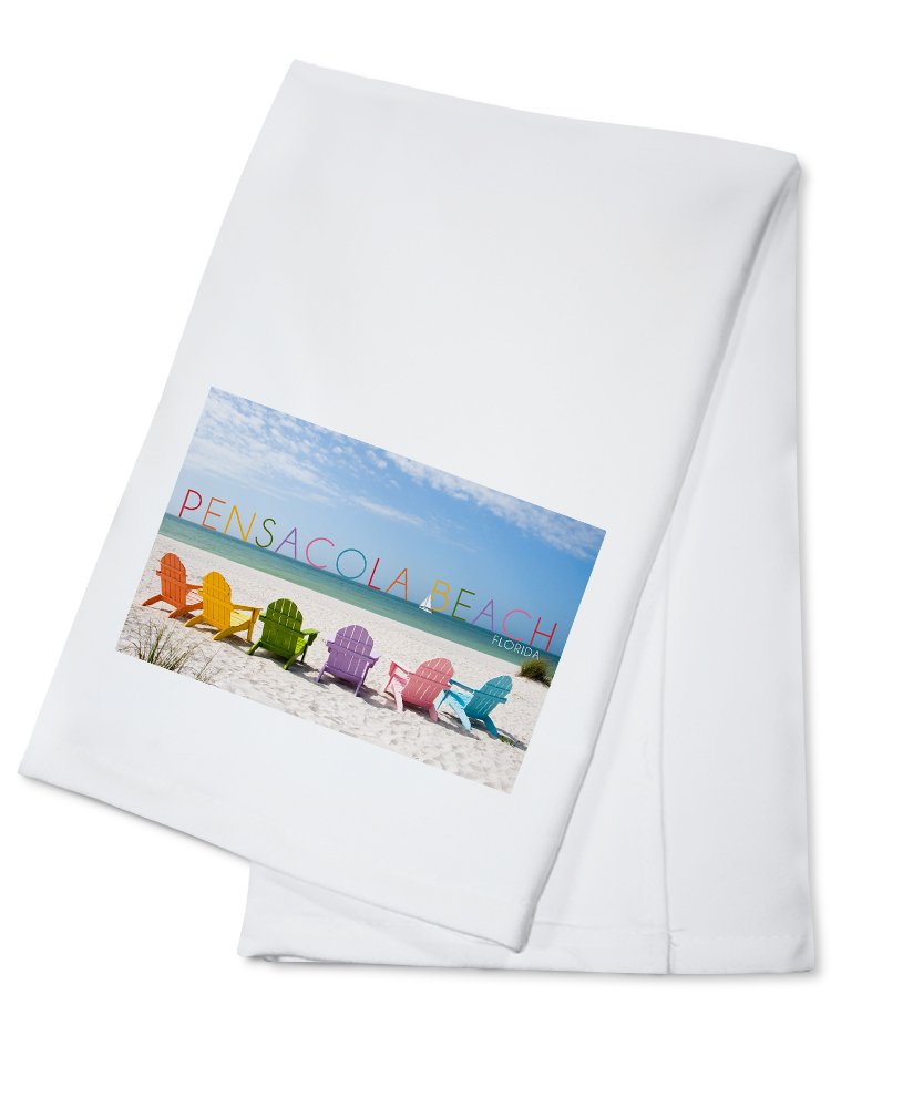 Florida Pensacola Beach Colorful Beach Chairs - 100% Cotton Decorative Tea Towel Set for Kitchen, Bathroom & Home Decor - Perfect for Coastal Themed Decor, Gift Giving and Beach House Essentials