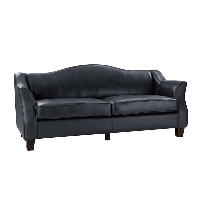 Hugo Traditional Style Curved Genuine Leather Sofa - Elegant Living Room Furniture for Home, Office & Lounge Decor