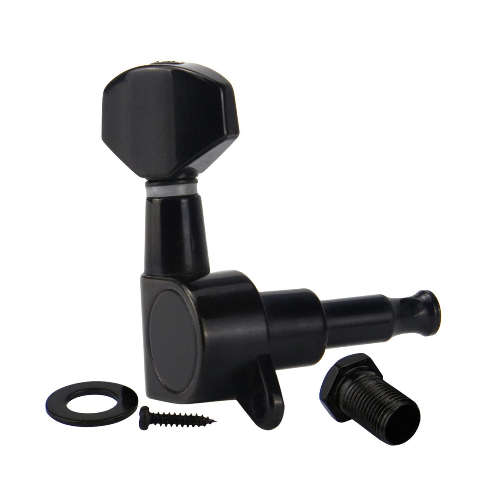 6R Guitar Tuning Pegs Set - 15:1 Gear Ratio Machine Heads Tuners for Right-Handed Guitars (Black) - Perfect for Guitar Maintenance & String Replacement