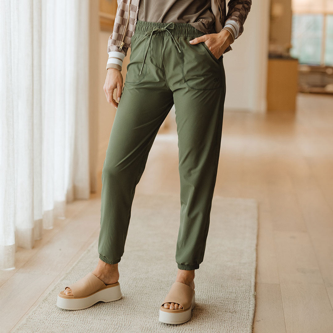 Everywhere Joggers for Women - Comfortable Sage Green Lounge Pants for Yoga, Running & Casual Wear