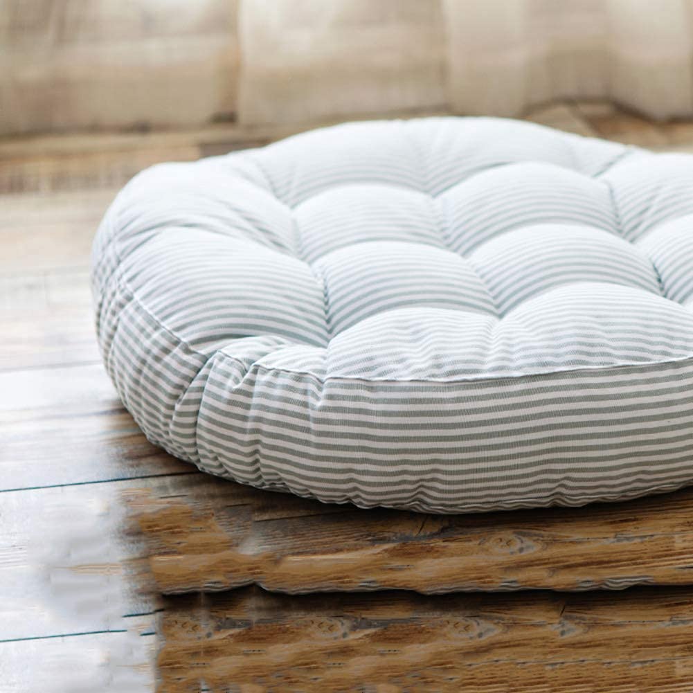 ZHUAN Stripe Dining Chair Cushion - Thick Square & Round Cotton Corduroy Seat Pad for Office, Car, Indoor & Outdoor Use - Gray (53cm) - Perfect for Home Dining, Office Chairs, and Patio Furniture