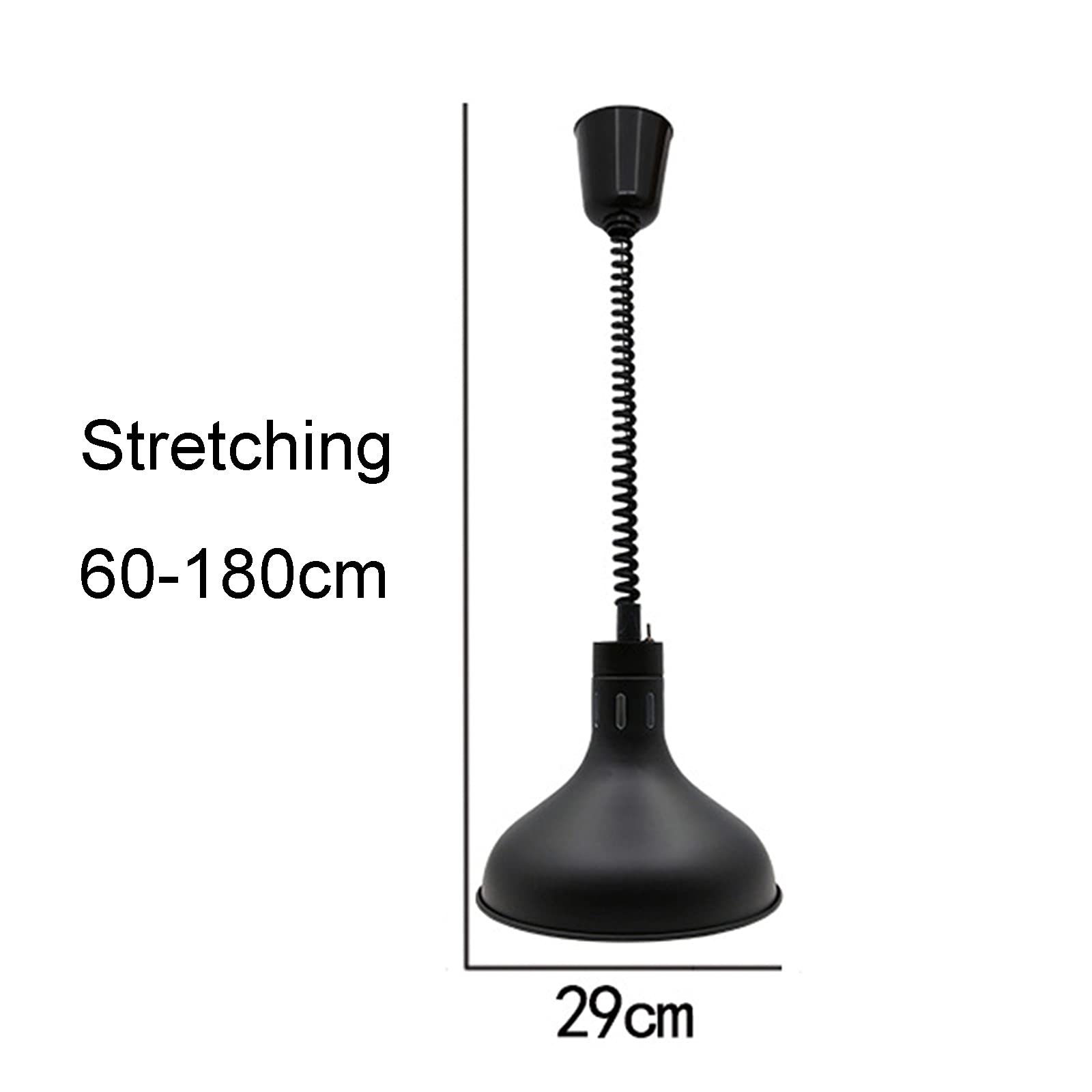 Commercial Food Heat Lamp Warmer - Adjustable & Retractable Hanging Buffet Lamp with 29cm Black Shade - Keep Food Warm for Restaurants, Catering, Buffet Tables & Outdoor Dining Events