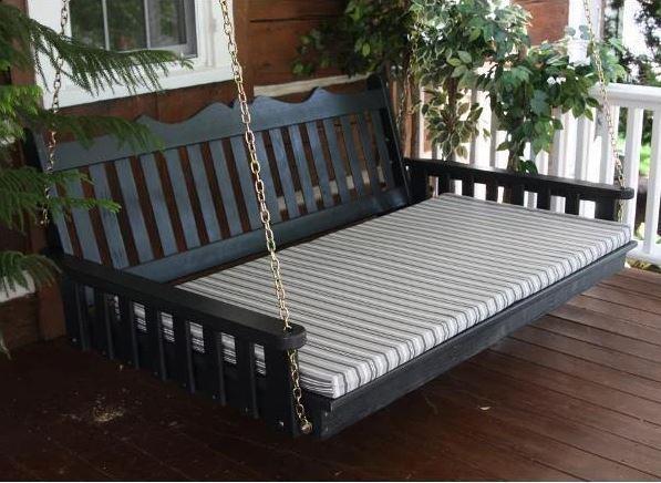 Royal English Garden Swing Bed - Solid Yellow Pine Wood Outdoor Patio Furniture for Relaxing in Backyard, Garden or Porch