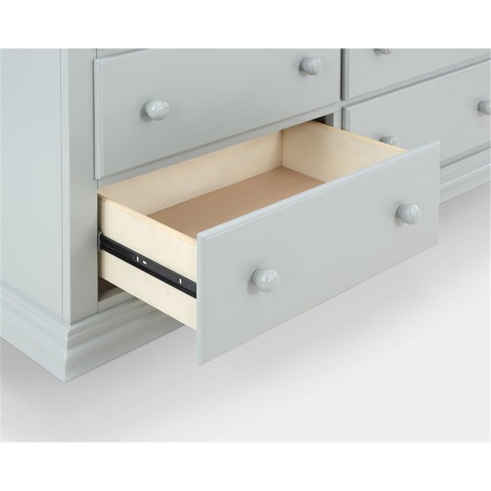 Universal Double Dresser for Nursery & Bedroom - 6 Spacious Drawers, Fully Assembled with Anti-Tip Kit, Gray Wooden Baby Dresser - Perfect for Organizing Baby Clothes, Blankets & Nursery Essentials