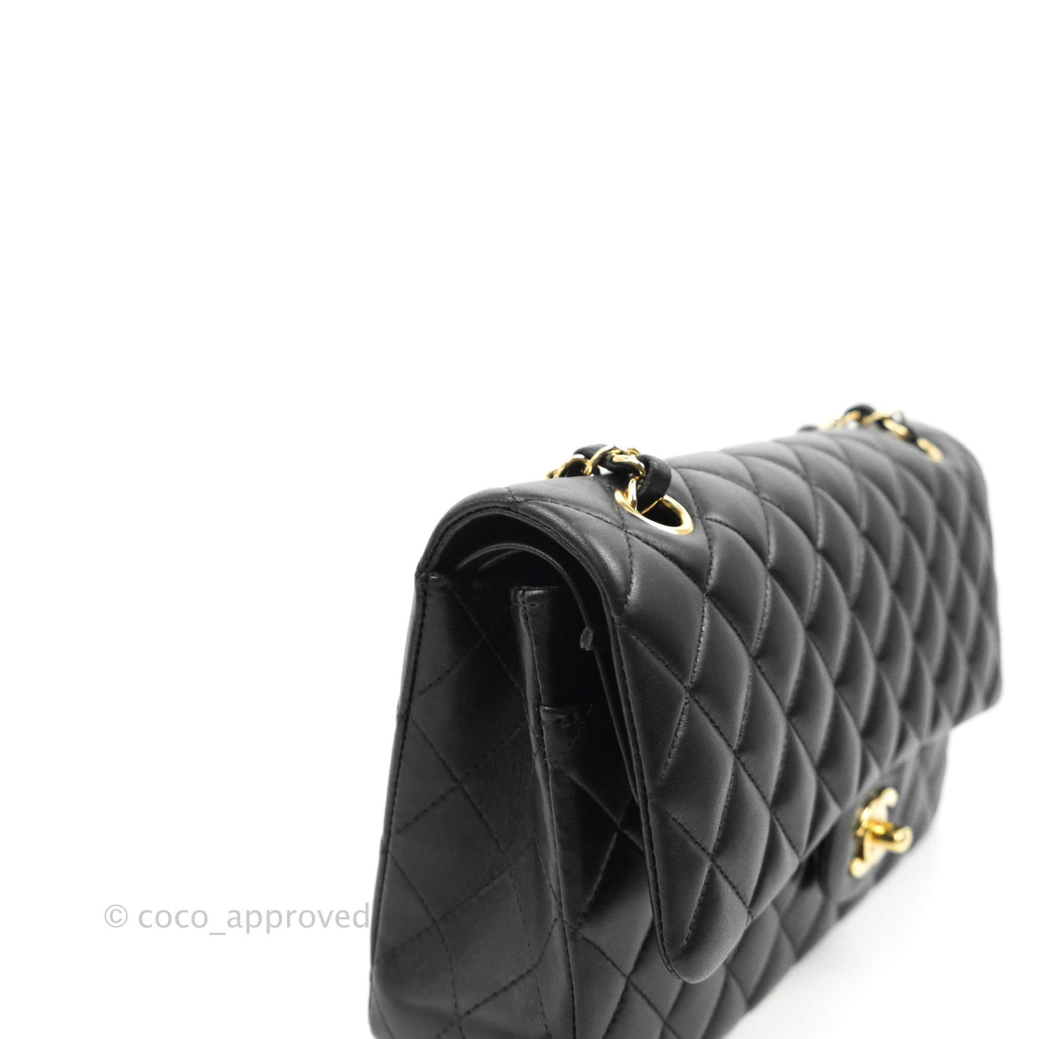 Chanel Classic Medium Double Flap Bag in Black Lambskin Leather with Gold Hardware - Luxury Handbag for Women, Perfect for Work, Evening Events & Special Occasions