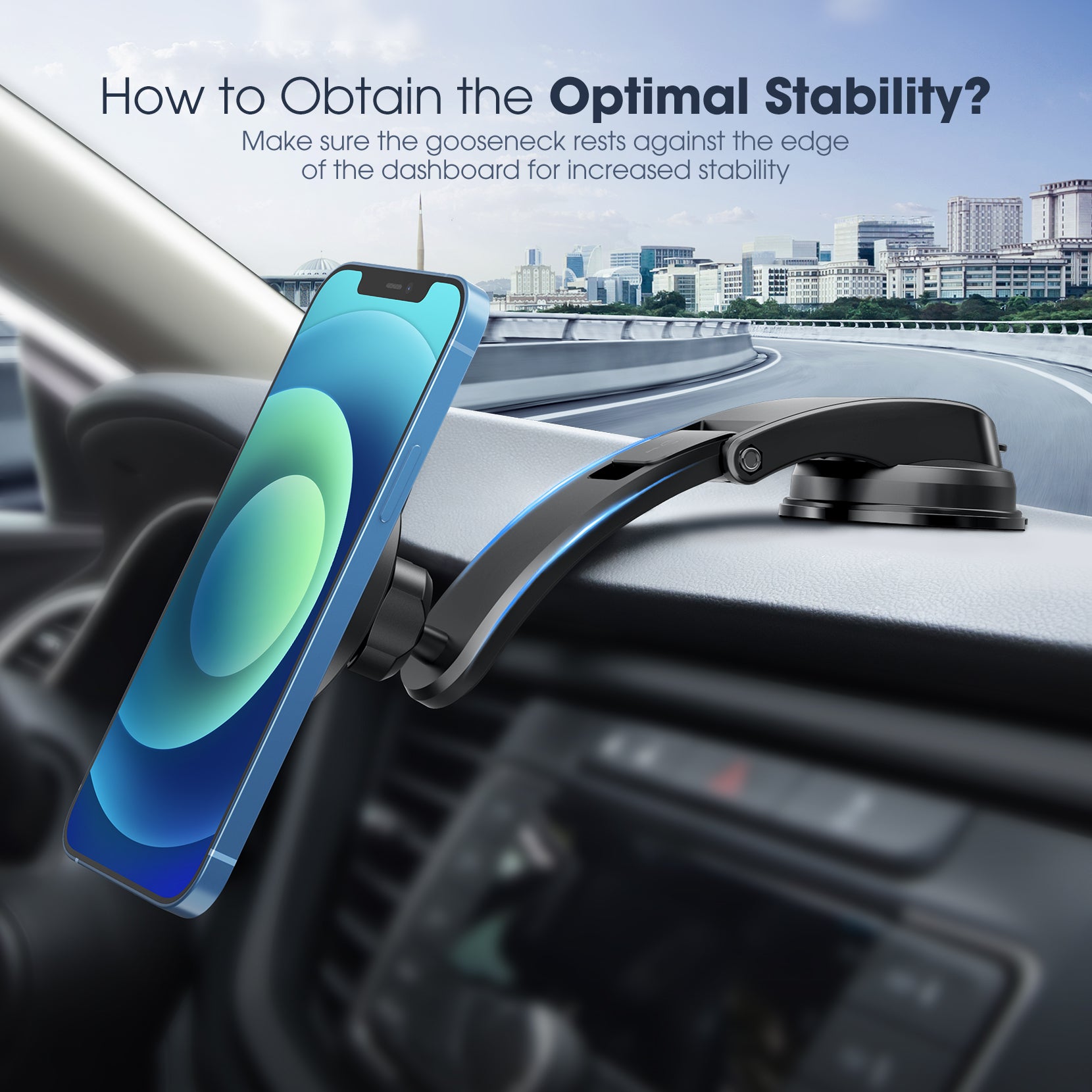 Mpow CA171A Magnetic Dashboard Car Phone Mount Holder - Strong Magnet for iPhone, Samsung, Smartphones - Hands-Free for Driving, GPS Navigation, Safe & Secure