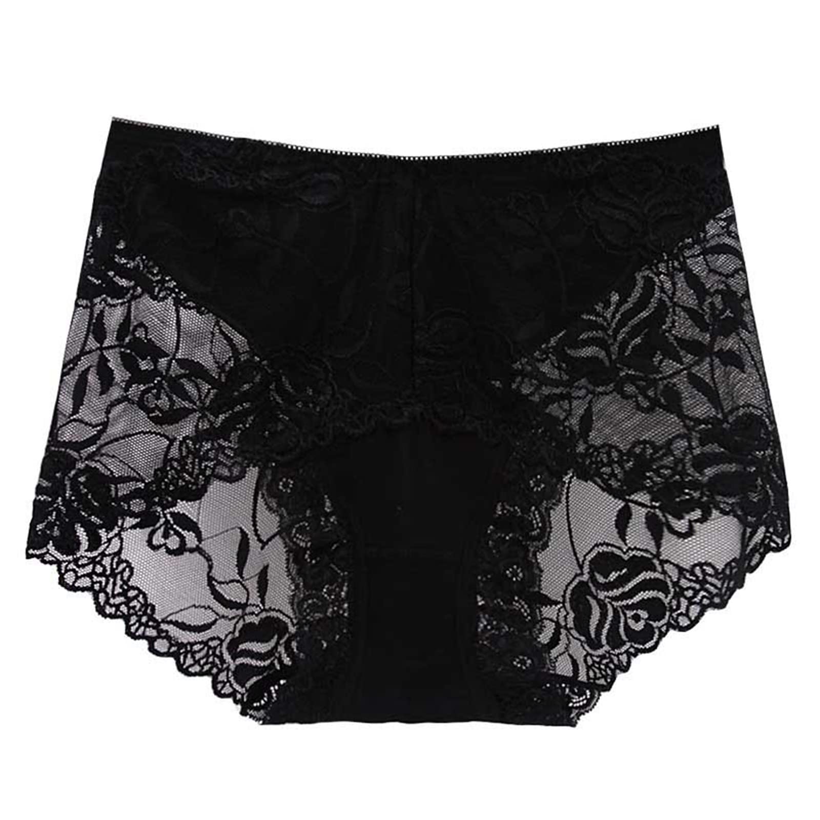 Women's High Cut Lace Panties - Sexy Transparent Seamless Mid High Waist Underwear for Hip Lift & Comfort | Size 7 Plus Size Briefs for Date Night & Special Occasions