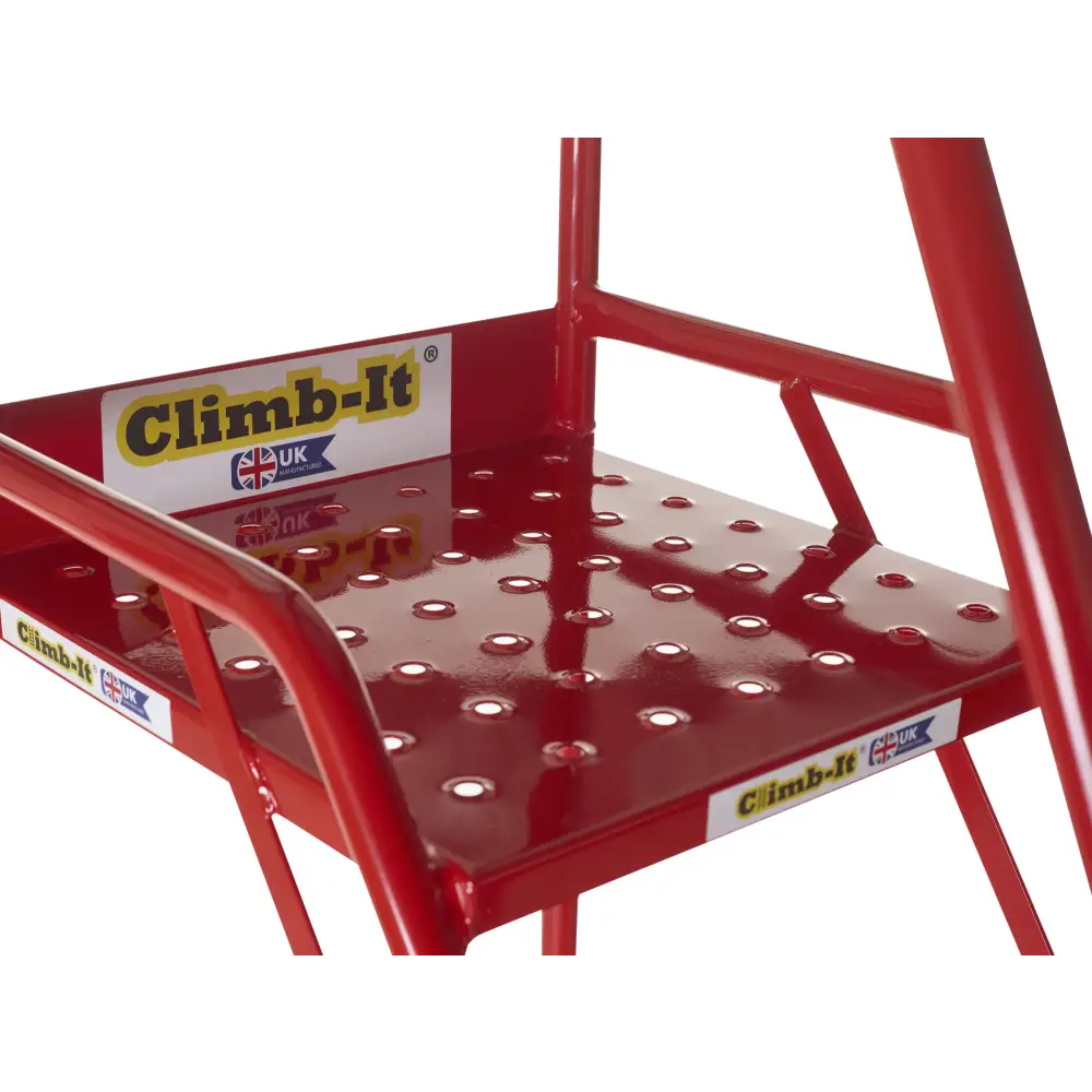 Climb It UK Domed Feet Steps - Red Non-Slip Ladder Accessories for Home, Garage, and Workshop Use