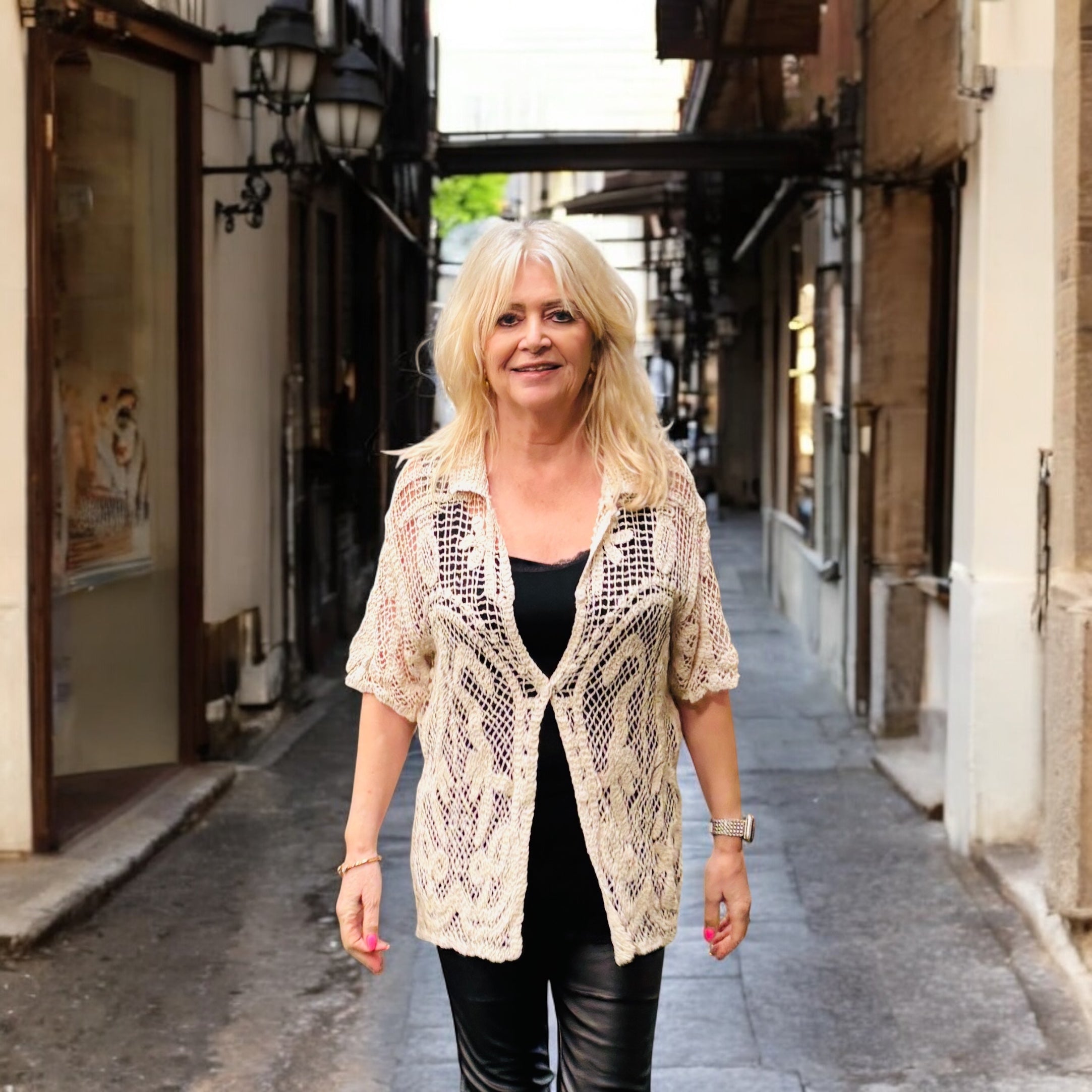 Niahm Crochet Beige Top for Women - Boho Chic Summer Blouse, Perfect for Beach, Music Festivals & Casual Outings