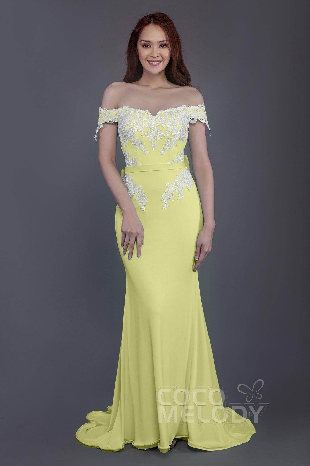 Elegant Mermaid Sweep Train Knitted Fabric Bridesmaid Dress PR3497 - Perfect for Weddings, Proms & Formal Events