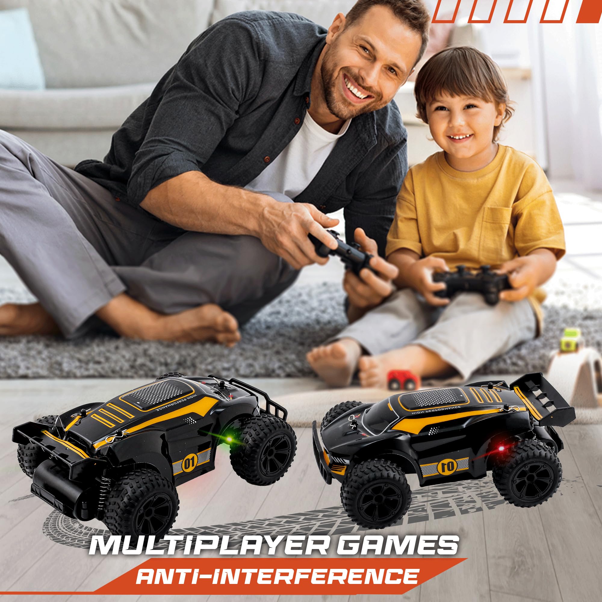 1:20 Scale Offroad Remote Control Car for Boys - High Speed 20km/h RC Truck with LED Lights, 2x 1000mAh Rechargeable Batteries - All Terrain 4WD Toy Car Gift for Kids & Teens | Outdoor Play, Backyard Racing, Birthday Present