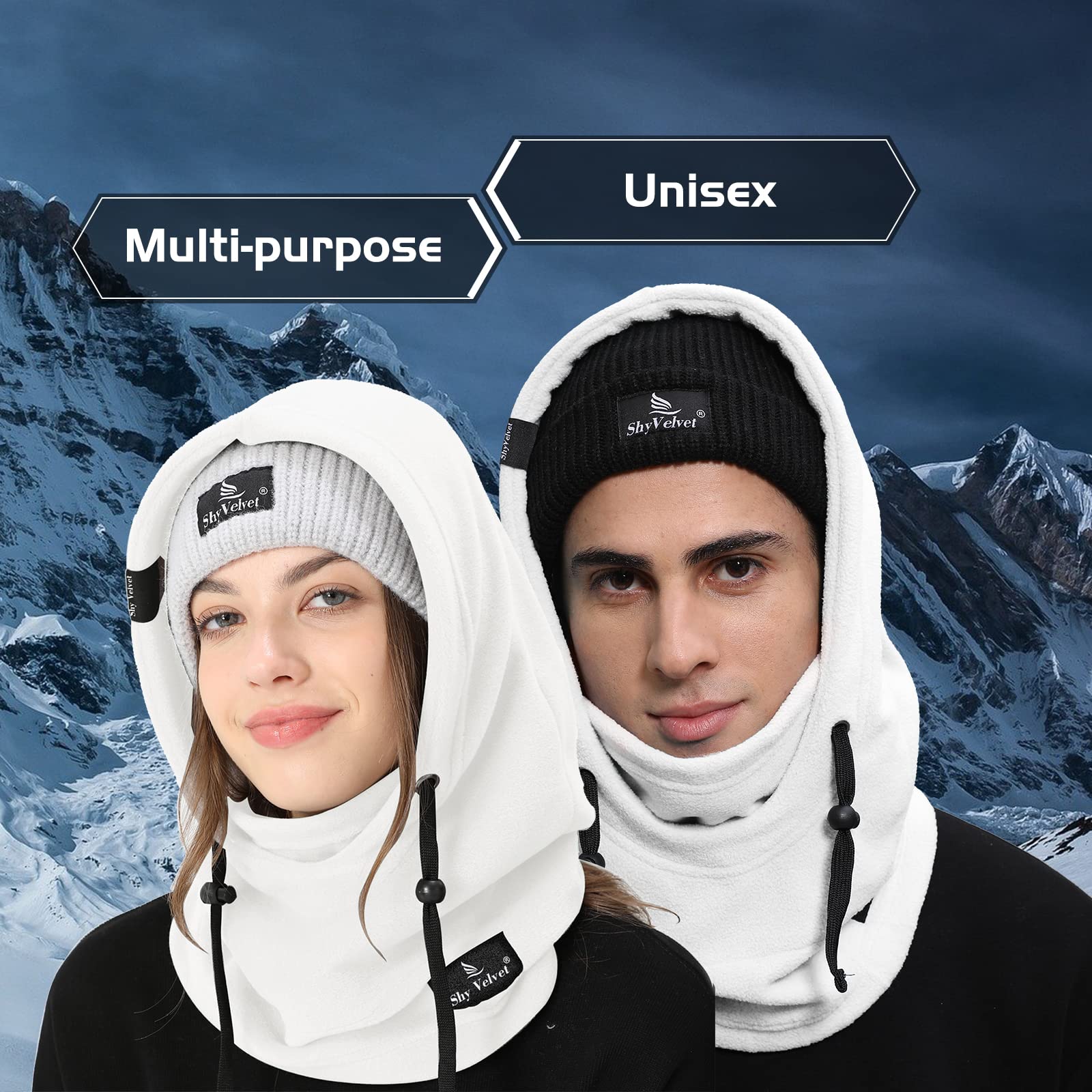 Shy Velvet Cold Weather Fleece Balaclava Ski Mask - Windproof Winter Face Cover for Men & Women - Perfect for Skiing, Snowboarding & Outdoor Activities