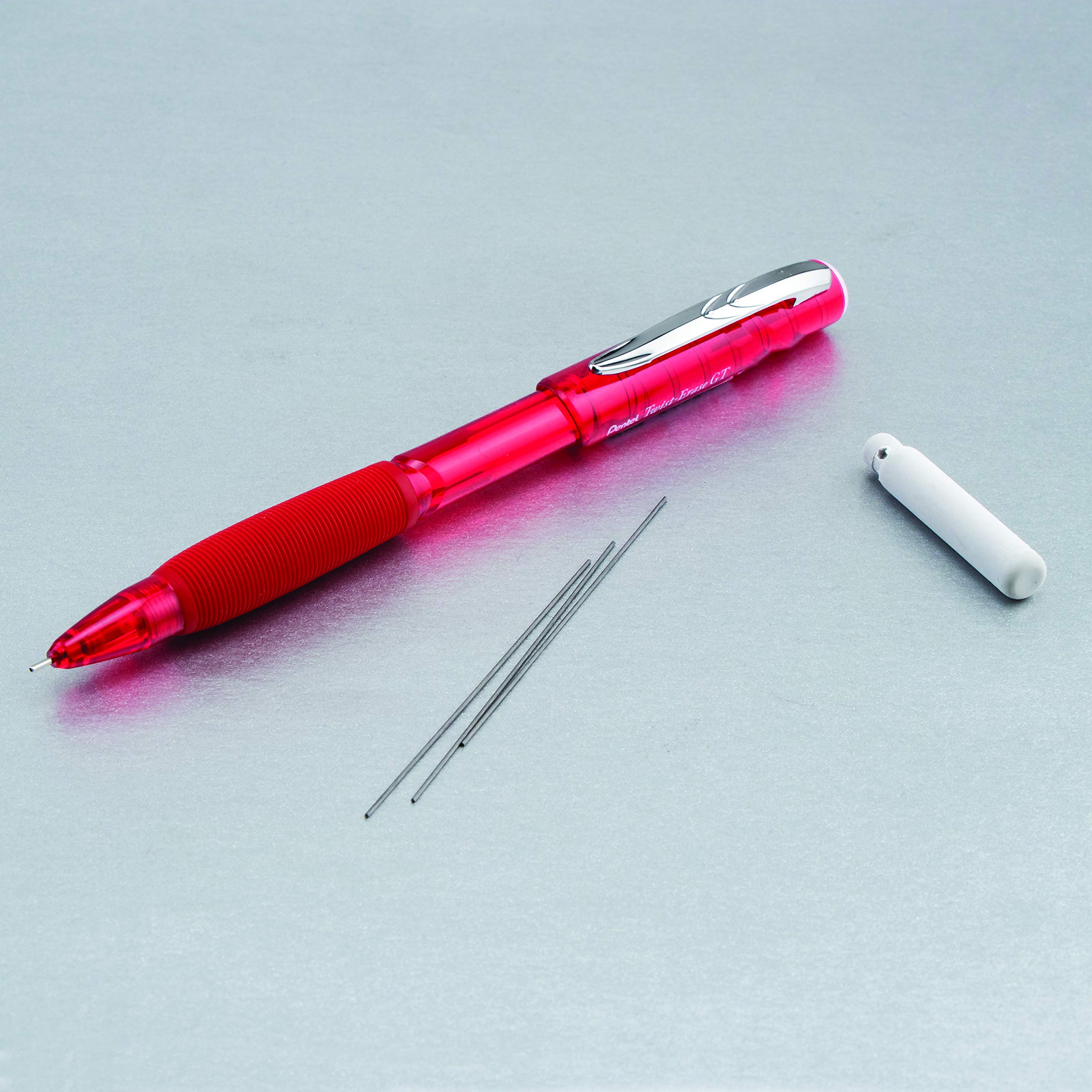 Pentel Twist-Erase GT 0.5mm Mechanical Pencil - Transparent Burgundy Barrel (Box of 12, QE205B) for Writing, Sketching & Drafting | Perfect for Students, Artists & Office Use