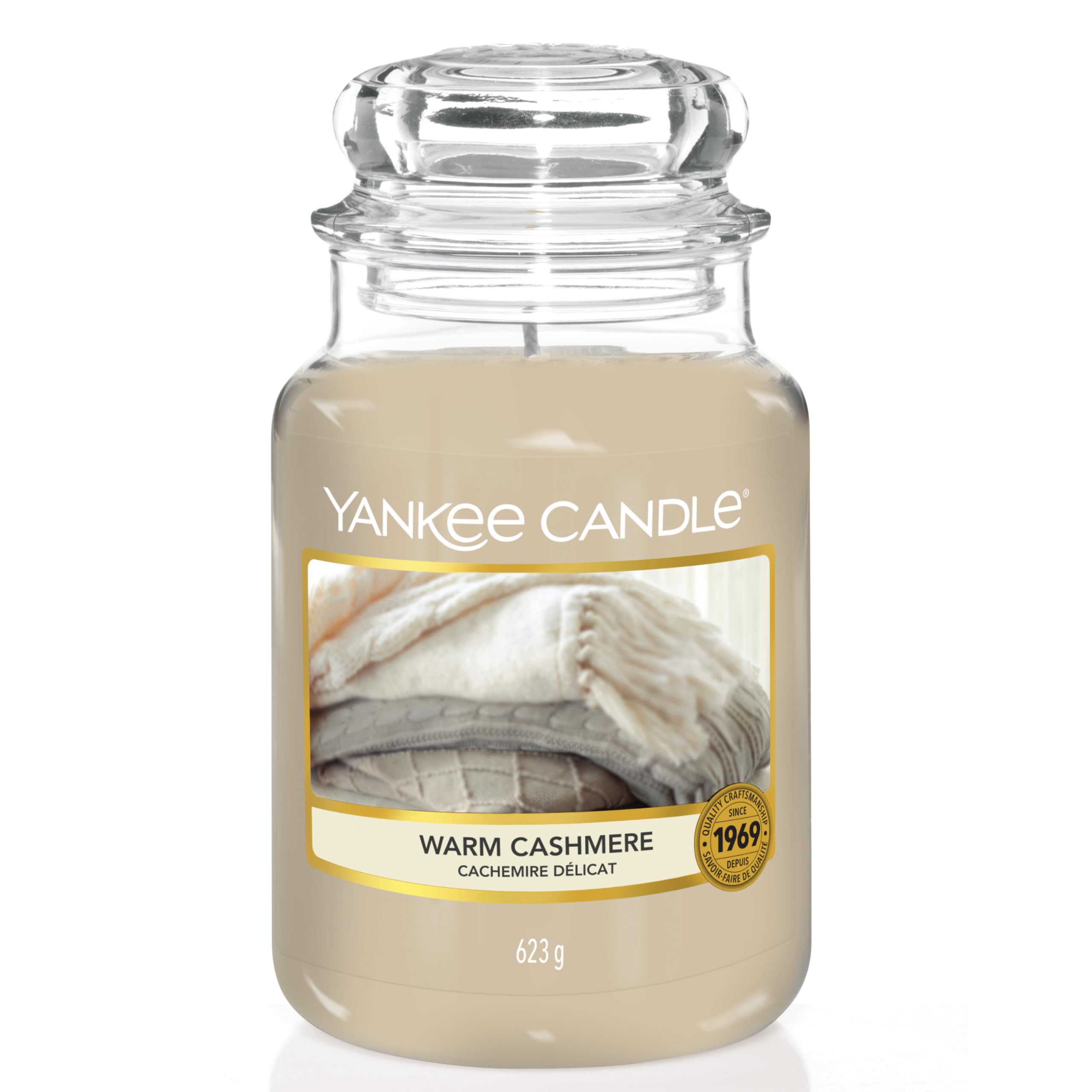 Yankee Candle Warm Cashmere Scented Candle - Large Jar Candle with 150-Hour Burn Time | Long-Lasting Fragrance for Home, Office & Gifts | Perfect for Relaxation, Aromatherapy & Holiday Decor